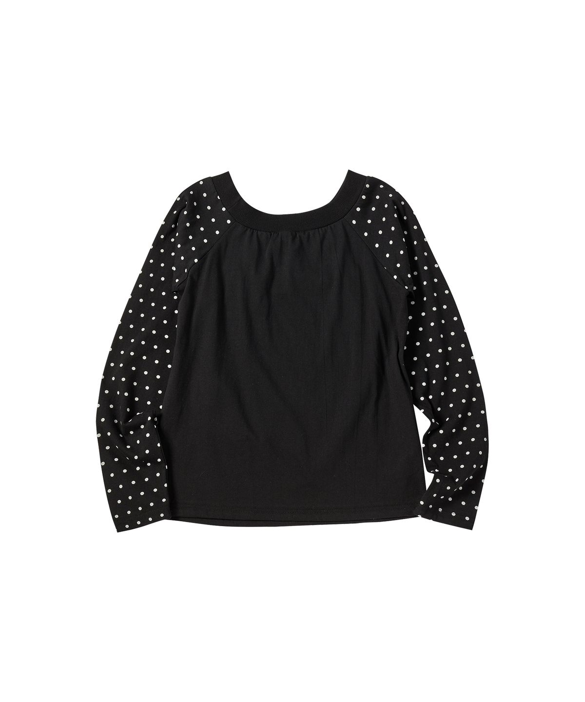 꼬모니노즈(COMONINOZ) W FRILL DOT OFF-SHOULDER T-SHIRT [BLACK]