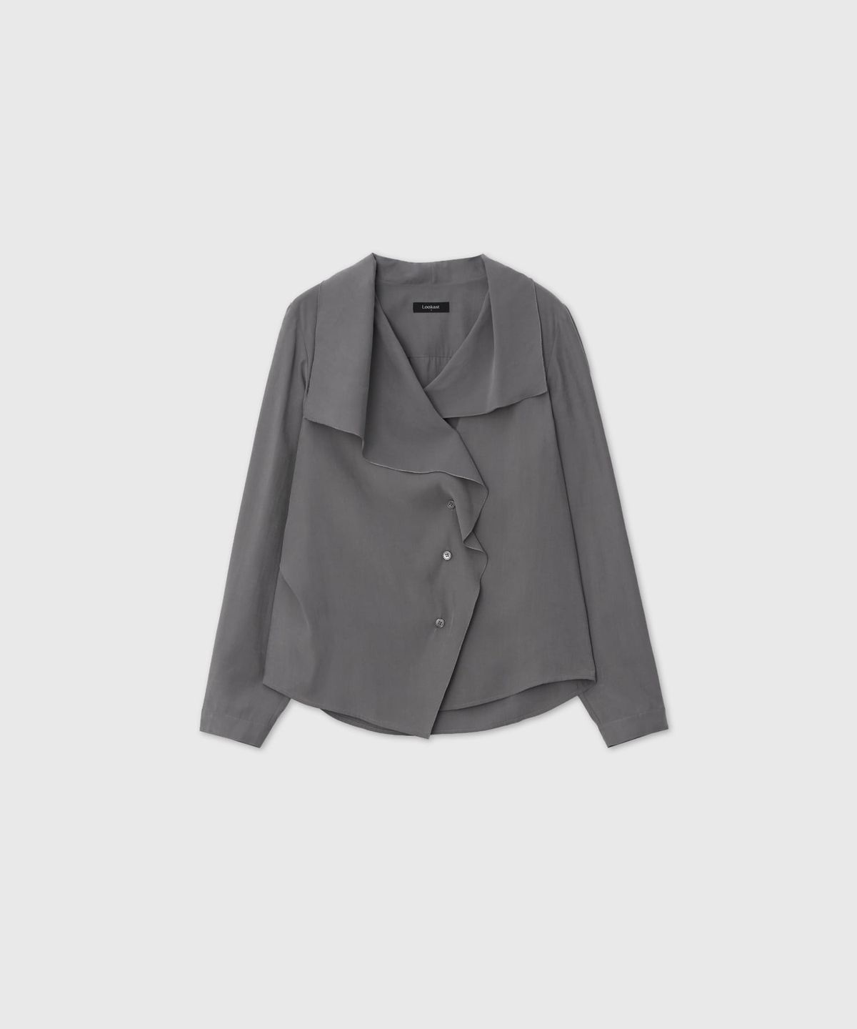 룩캐스트(LOOKAST) 큐프라 드레이프 카라 랩 블라우스 / CUPRA DRAPED COLLAR WRAP BLOUSE_2colors