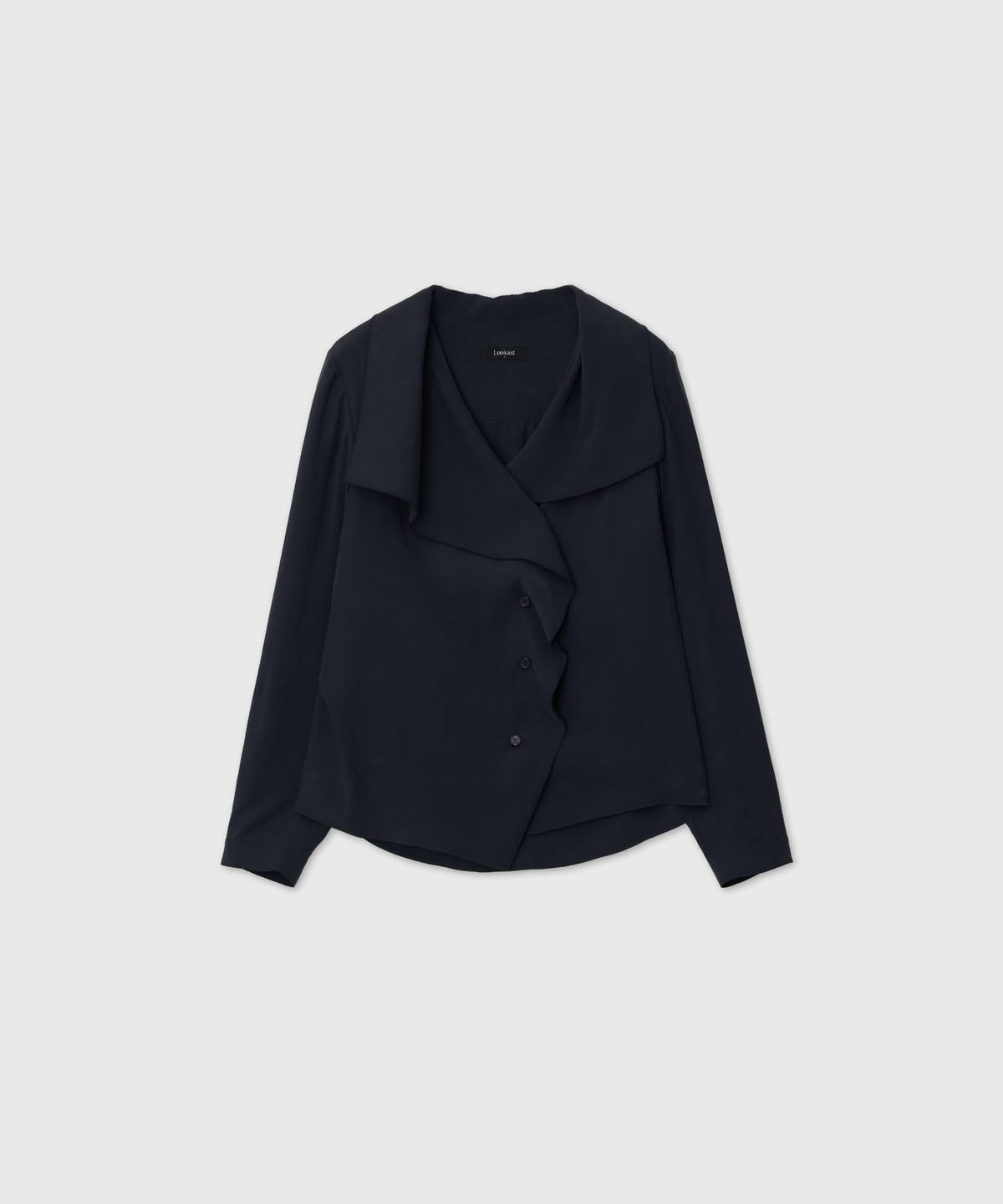 룩캐스트(LOOKAST) 큐프라 드레이프 카라 랩 블라우스 / CUPRA DRAPED COLLAR WRAP BLOUSE_2colors