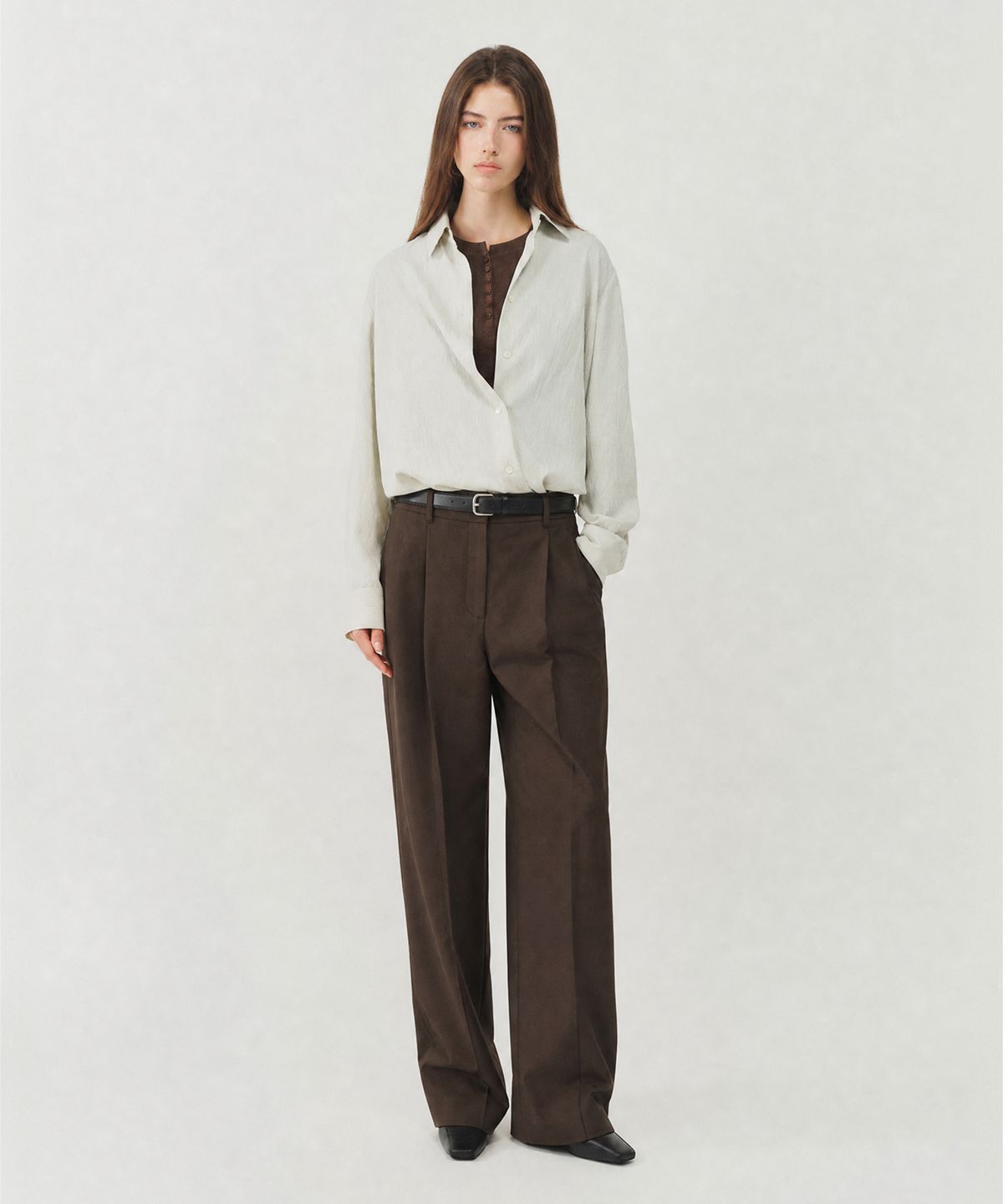 룩캐스트(LOOKAST) 핀 스트라이프 셔츠_크림 / PIN STRIPE SHIRT_CREAM
