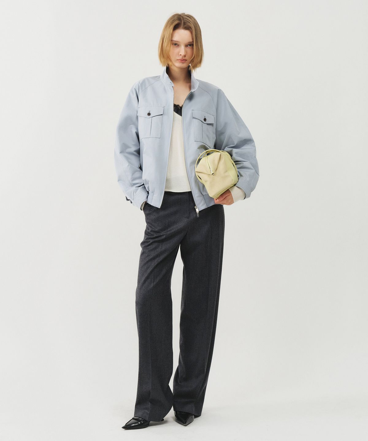 룩캐스트(LOOKAST) 코튼 유틸리티 봄버 자켓_라이트 블루 / COTTON UTILITY BOMBER JACKET_LIGHT BLUE