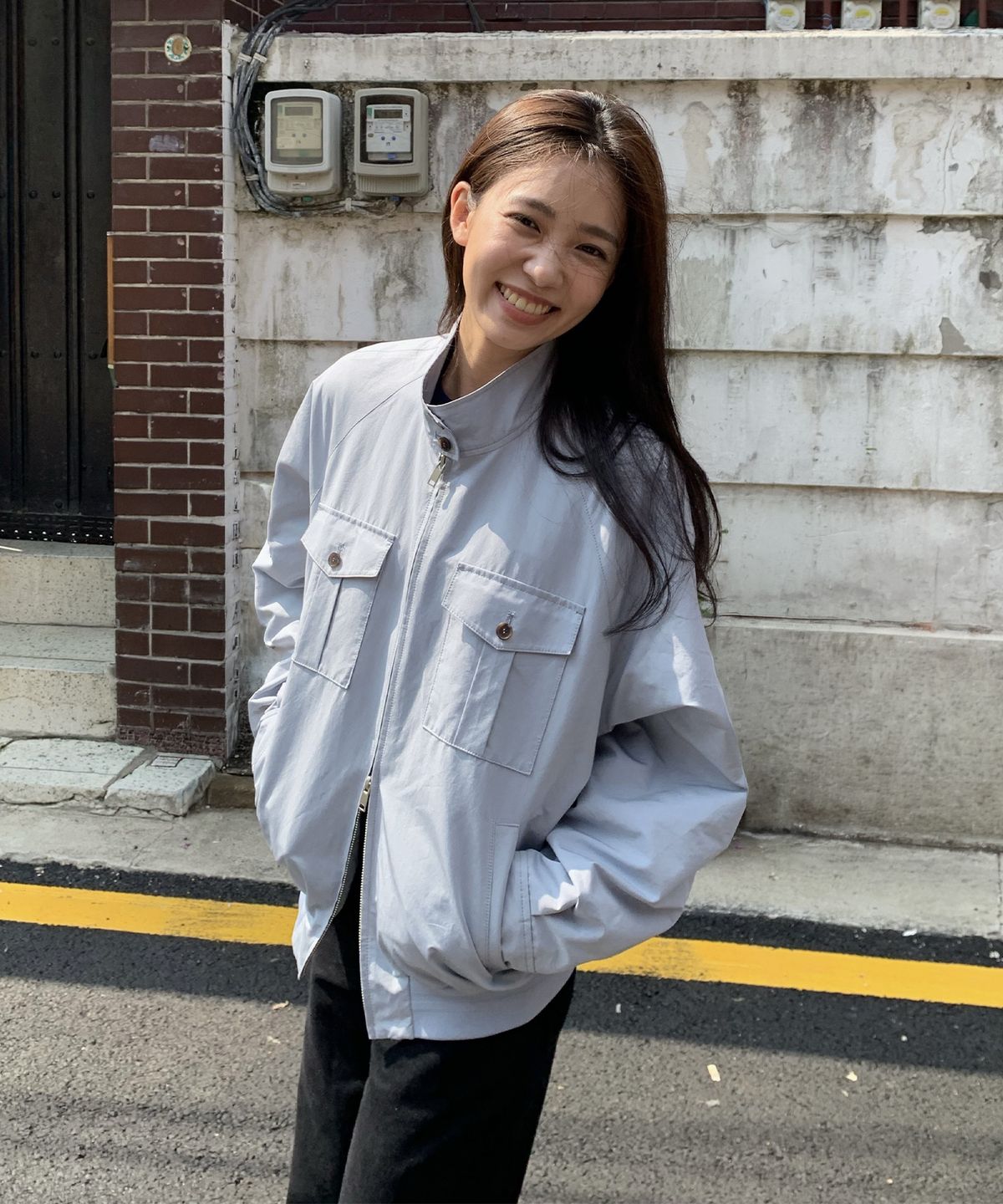 룩캐스트(LOOKAST) 코튼 유틸리티 봄버 자켓_라이트 블루 / COTTON UTILITY BOMBER JACKET_LIGHT BLUE