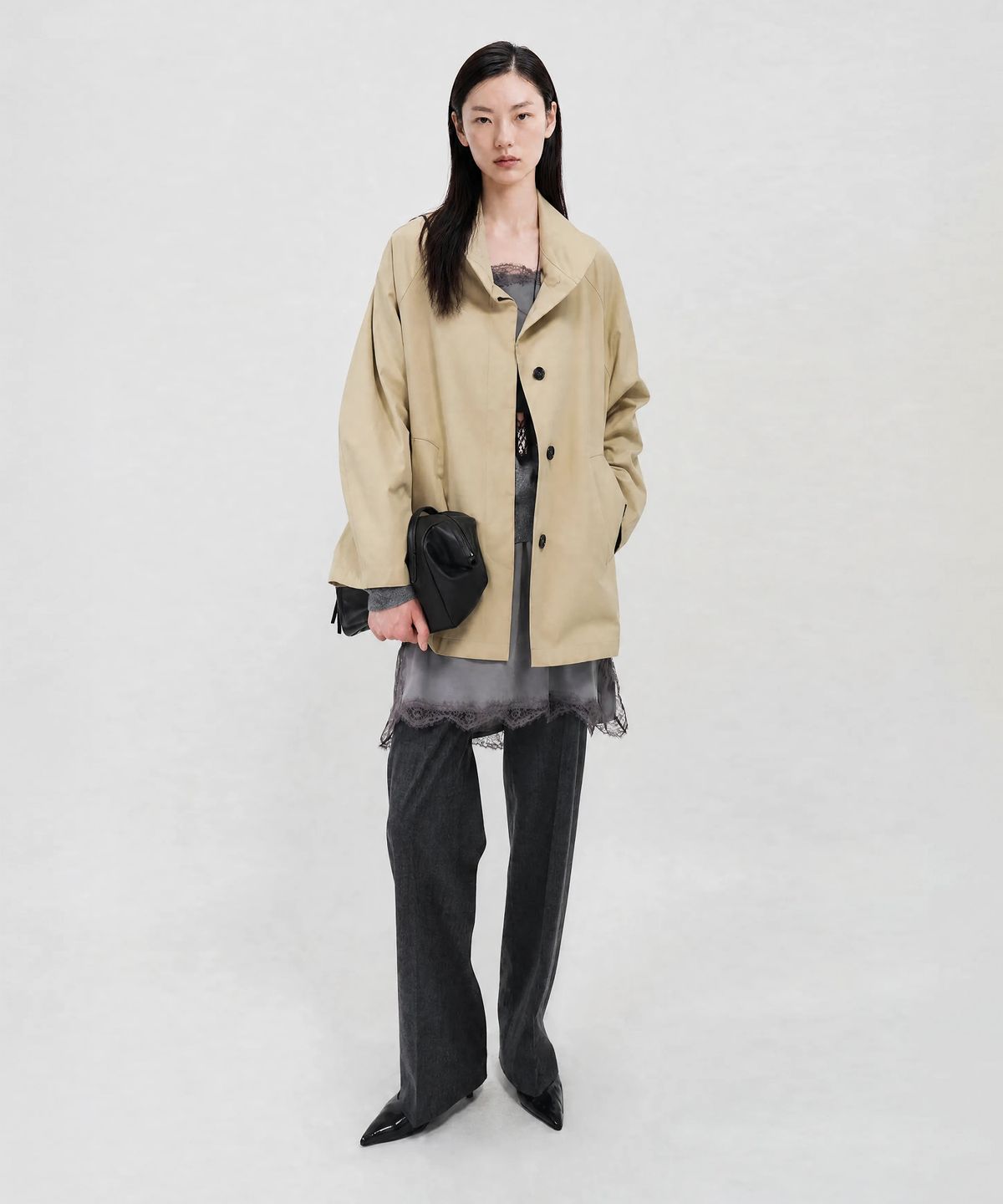 룩캐스트(LOOKAST) 하이 넥 코튼 하프 자켓_베이지 / HIGH NECK COTTON HALF JACKET_BEIGE