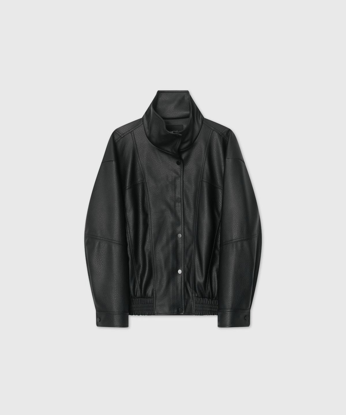 룩캐스트(LOOKAST) 레더 하이넥 점퍼_블랙 / LEATHER HIGH NECK JUMPER_BLACK