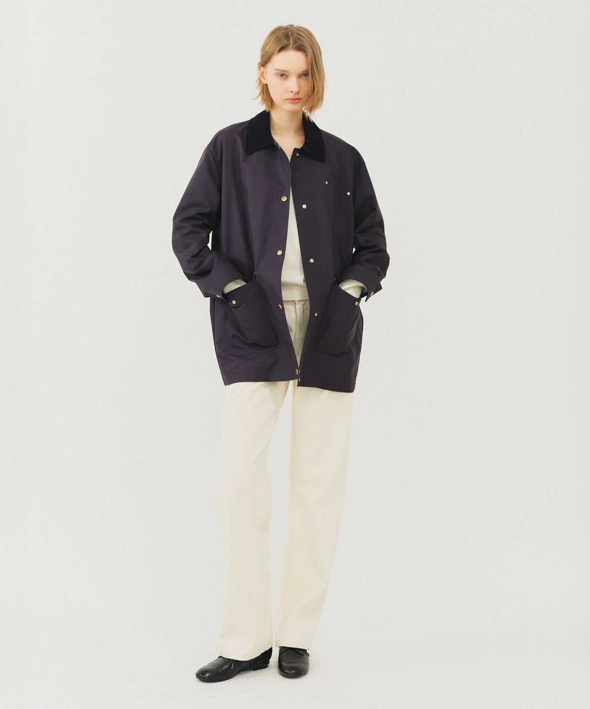 룩캐스트(LOOKAST) 어반 코듀로이 칼라 워크 재킷_네이비 / URBAN CORDUROY COLLAR WORK JACKET_NAVY