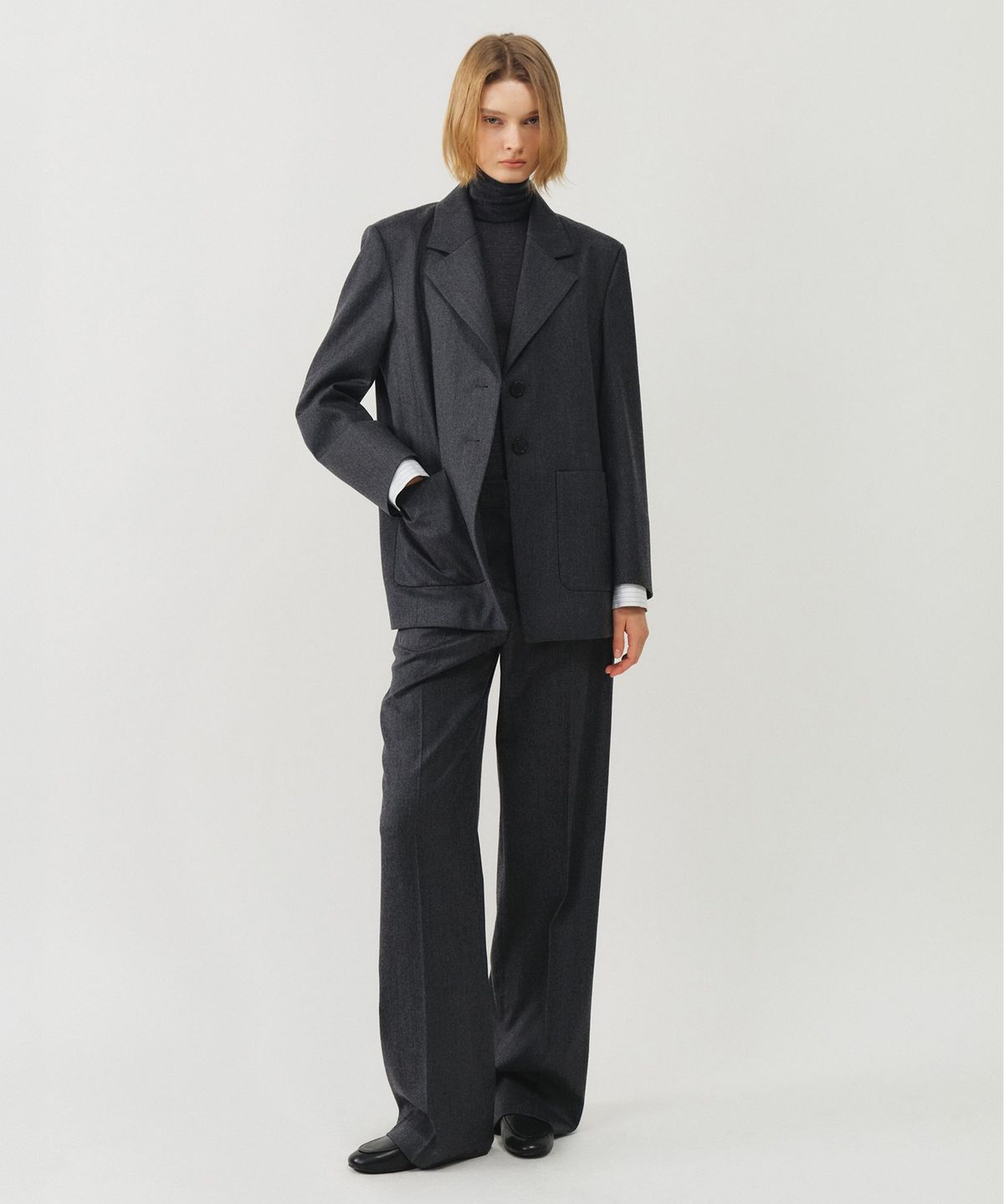 룩캐스트(LOOKAST) 울 투웨이 시그니처 커프스 블레이저_그레이 / WOOL TWO-WAY SIGNATURE CUFFS BLAZER_GREY