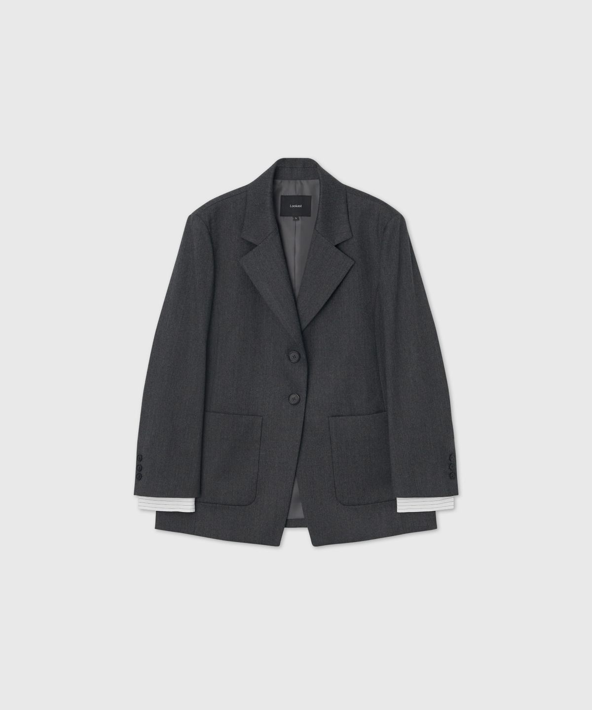 룩캐스트(LOOKAST) 울 투웨이 시그니처 커프스 블레이저_그레이 / WOOL TWO-WAY SIGNATURE CUFFS BLAZER_GREY