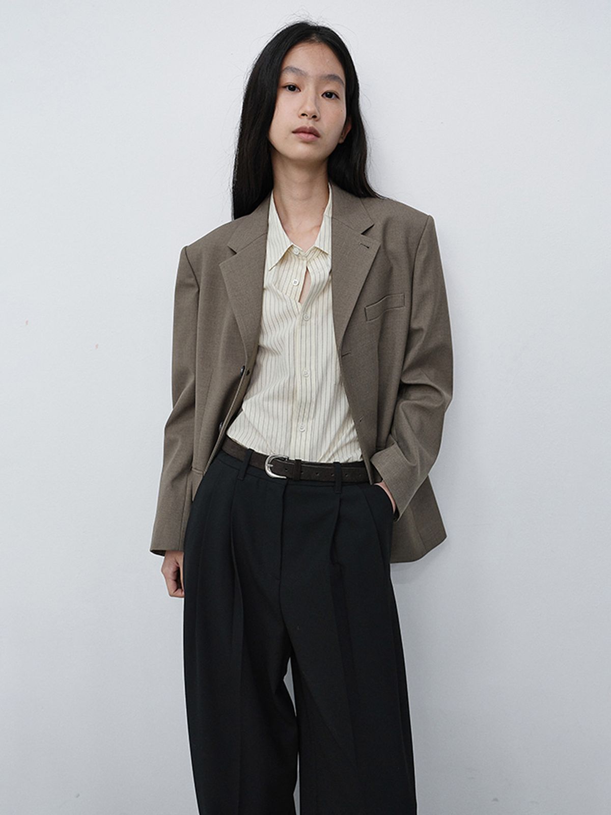 던스트(DUNST) D-BUCKLE SUEDE BELT_UDBE6F209_ESPRESSO