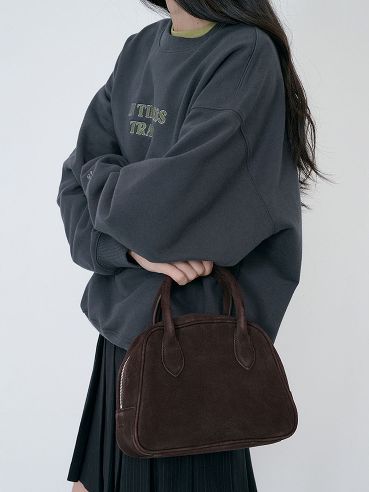 던스트(DUNST) SUEDE BOSTON TOTE BAG_UDBA6F202_DEEP BROWN