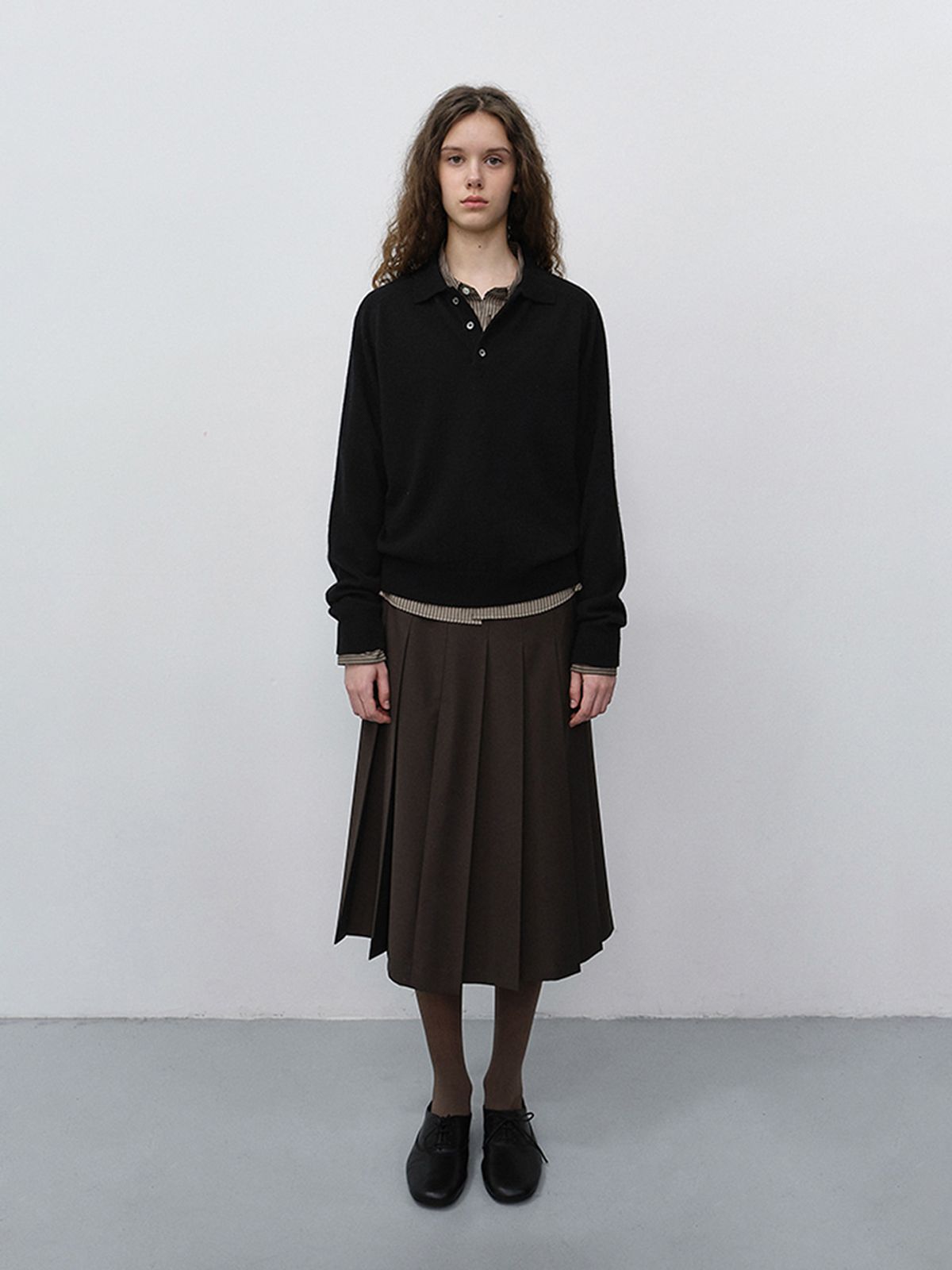 던스트(DUNST) PLEATS LONG SKIRT_UDSK6C206_BROWN