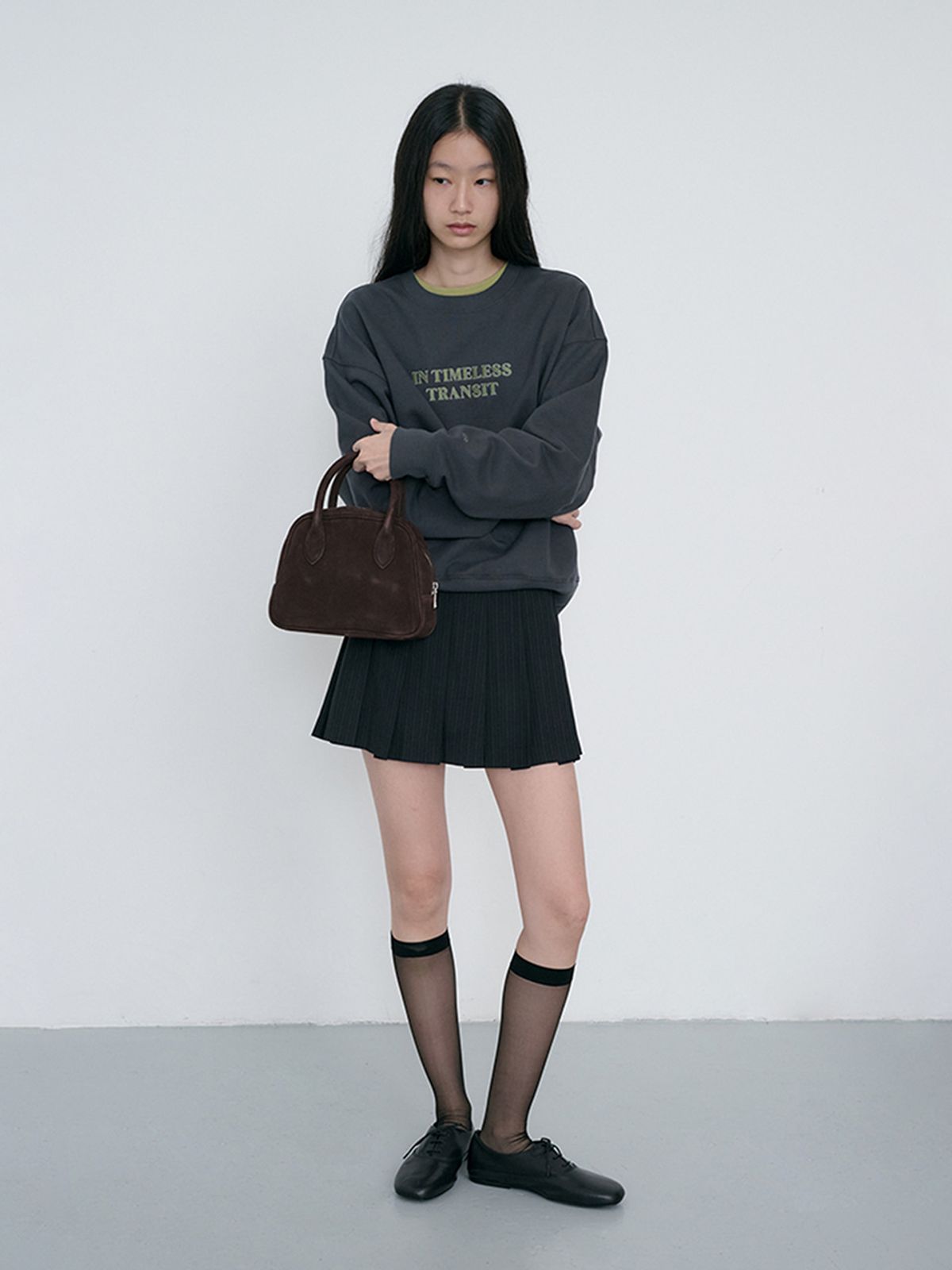 던스트(DUNST) PLEATS MINI STRIPED SKIRT_UDSK6C203_BLACK STRIPE
