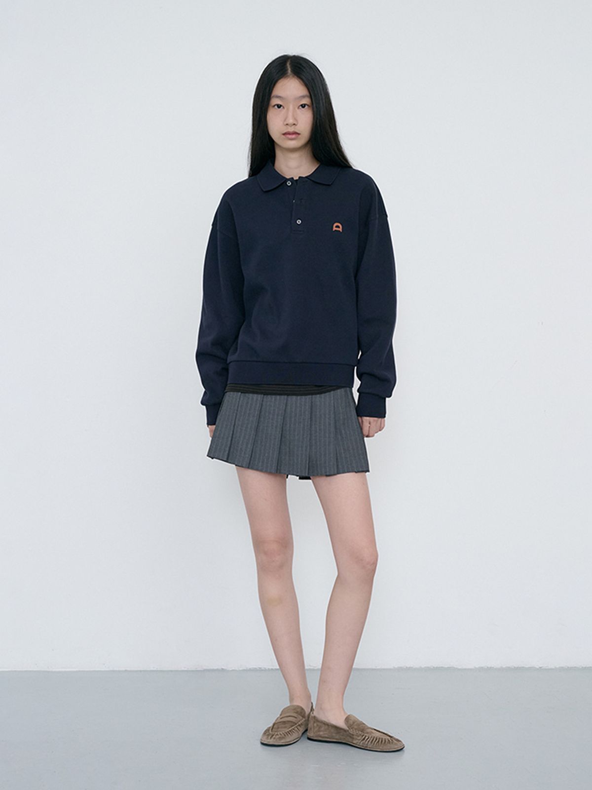 던스트(DUNST) PLEATS MINI STRIPED SKIRT_UDSK6C203_GREY STRIPE