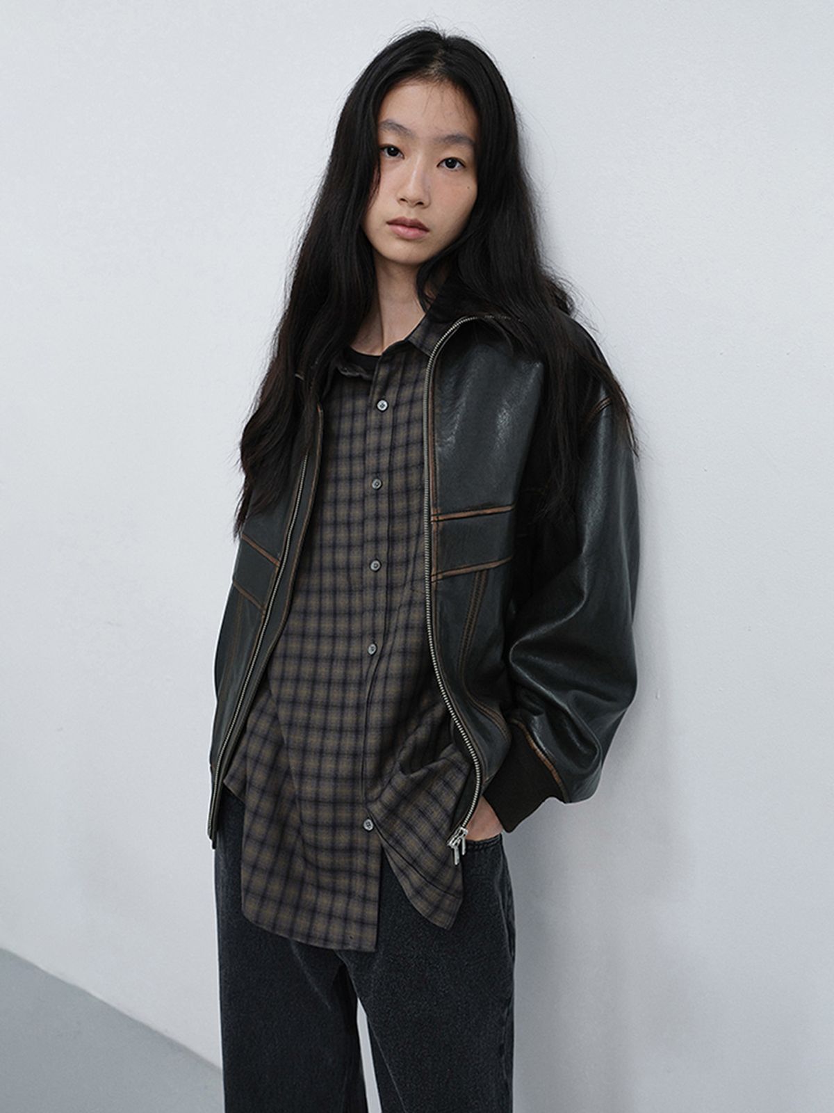 던스트(DUNST) UNISEX CHECKED FLANNEL SHIRT_UDSH6C104_KHAKI