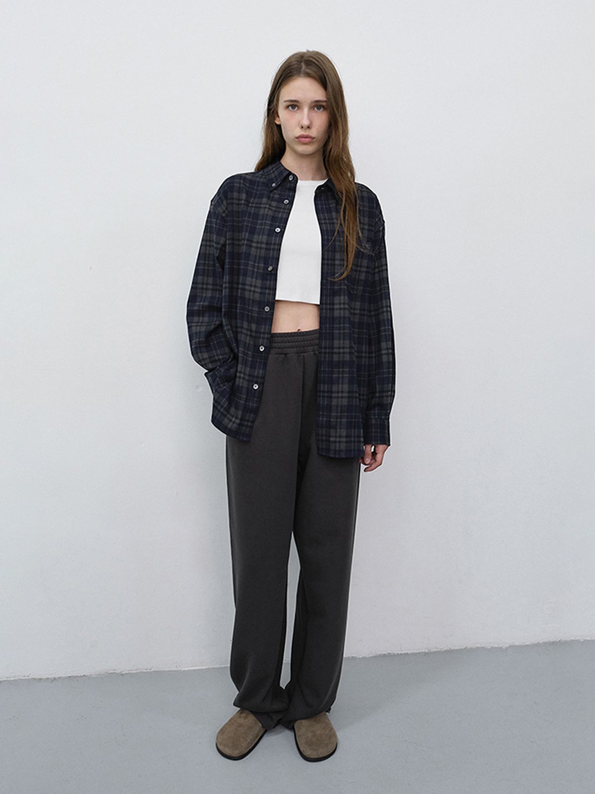 던스트(DUNST) UNISEX CHECKED FLANNEL BD SHIRT_UDSH6C103_DARK NAVY