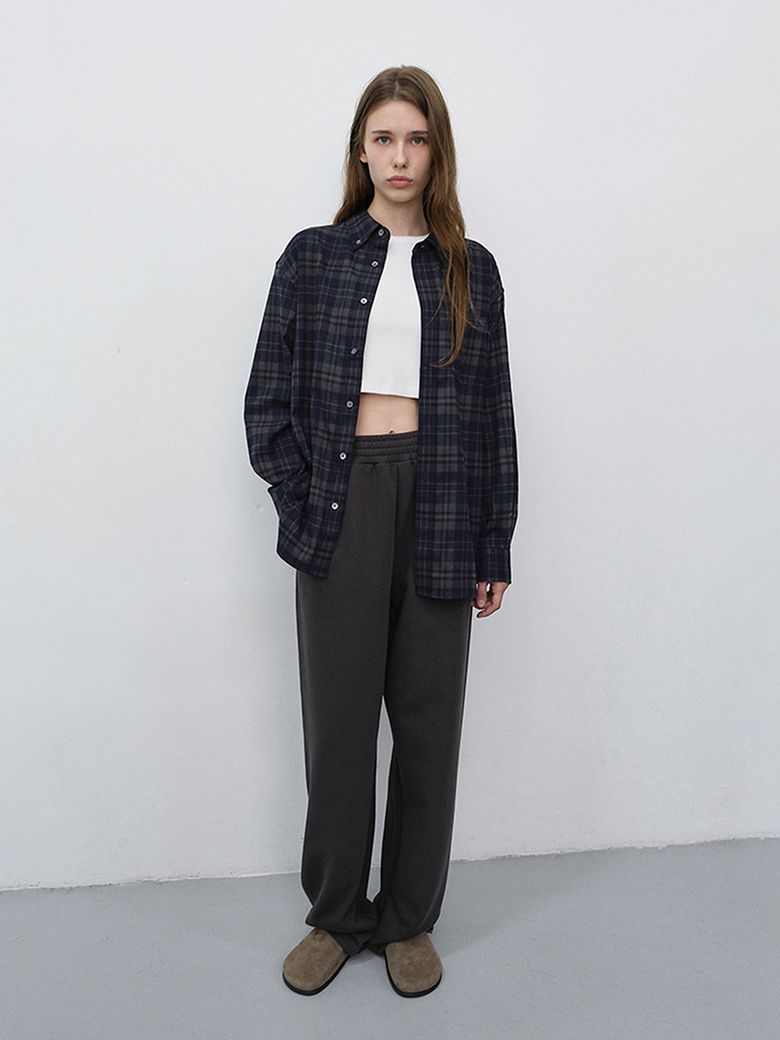 UNISEX CHECKED FLANNEL BD SHIRT_UDSH6C103_DARK NAVY