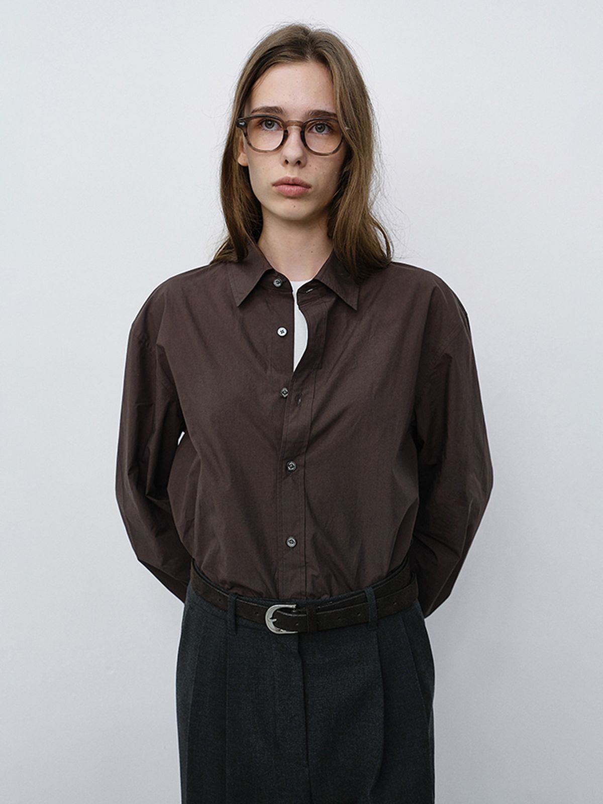 던스트(DUNST) UNISEX REFINED COTTON SHIRT_UDSH6C101_DARK BROWN