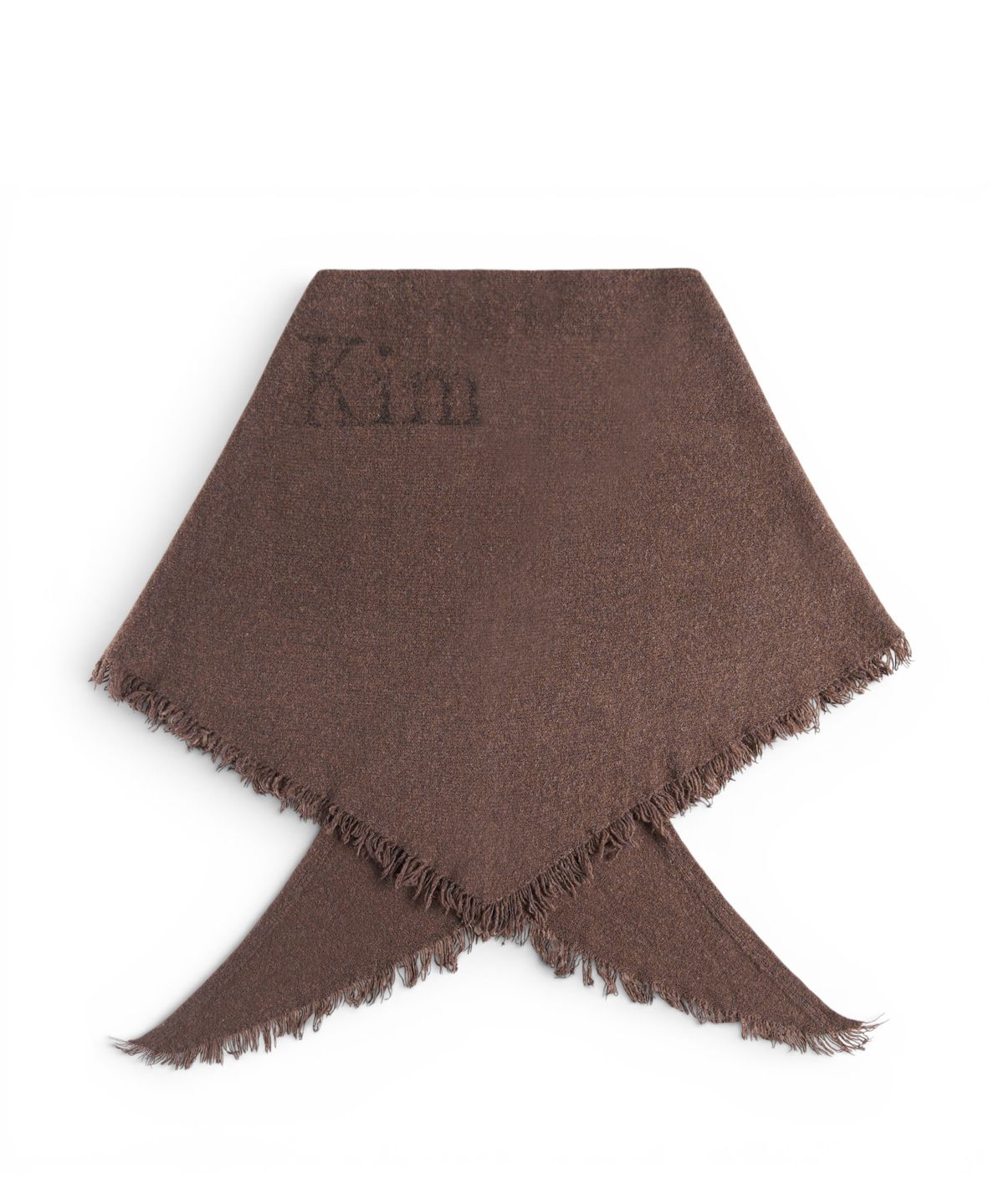 마뗑킴(MATIN KIM) FUZZY TRIANGLE FRINGE MUFFLER IN BROWN