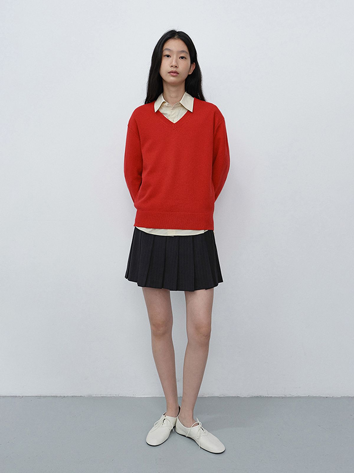 던스트(DUNST) UNISEX CASHMERE V-NECK SWEATER_UDSW6C111_RED