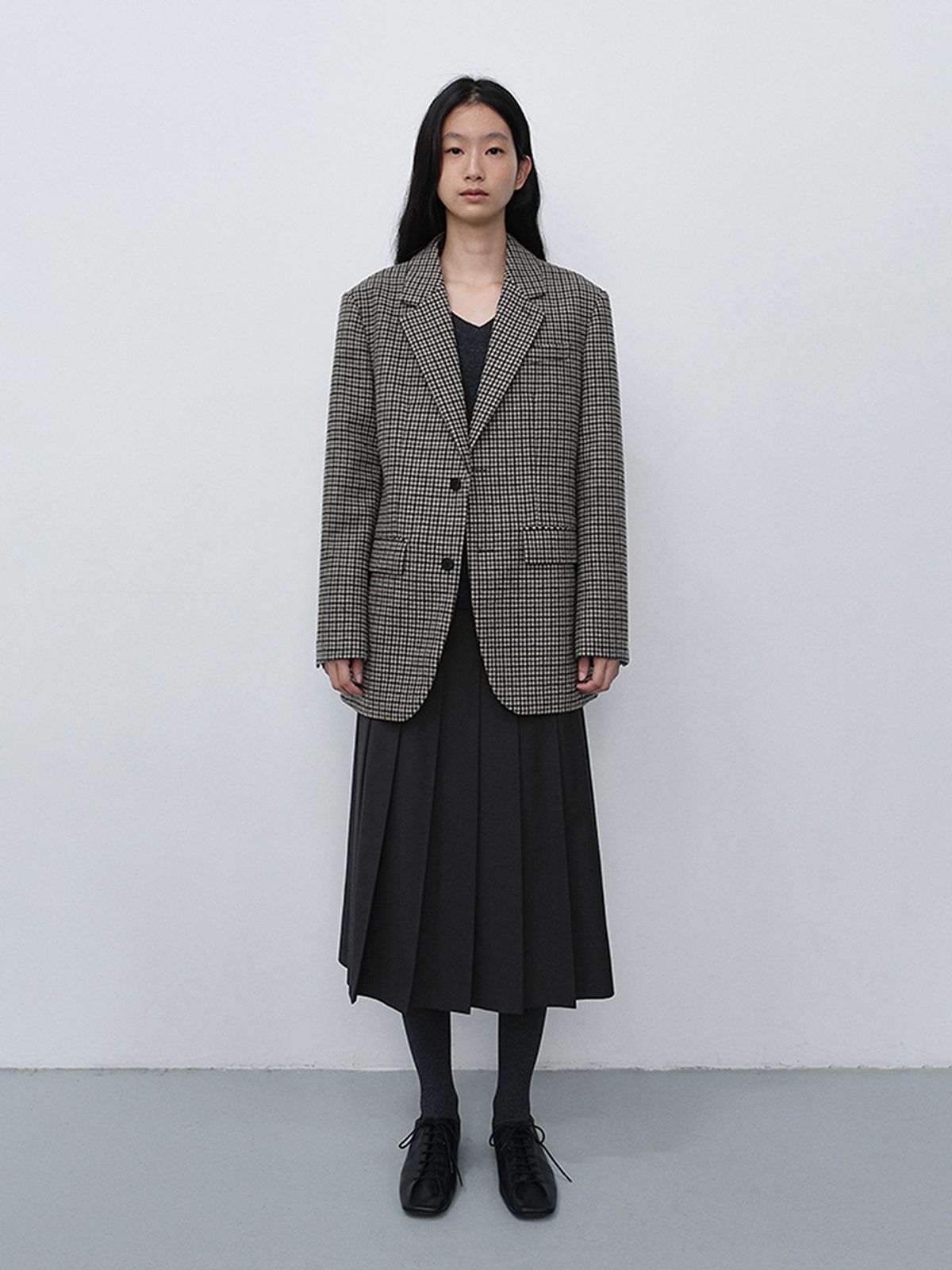 던스트(DUNST) UNISEX CLASSIC 2 BUTTON WOOL BLAZER_UDJA6C107_BEIGE CHECK