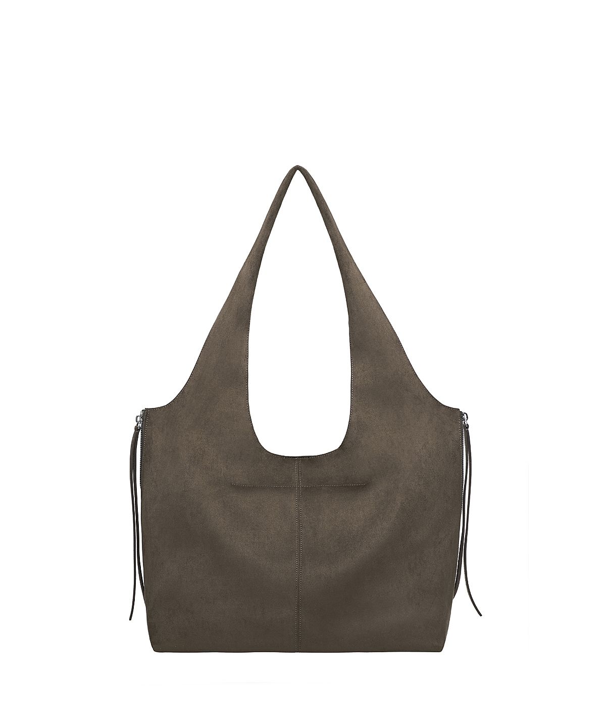 마뗑킴(MATIN KIM) SIDE ZIP SUEDE SHOULDER BAG IN CHARCOAL