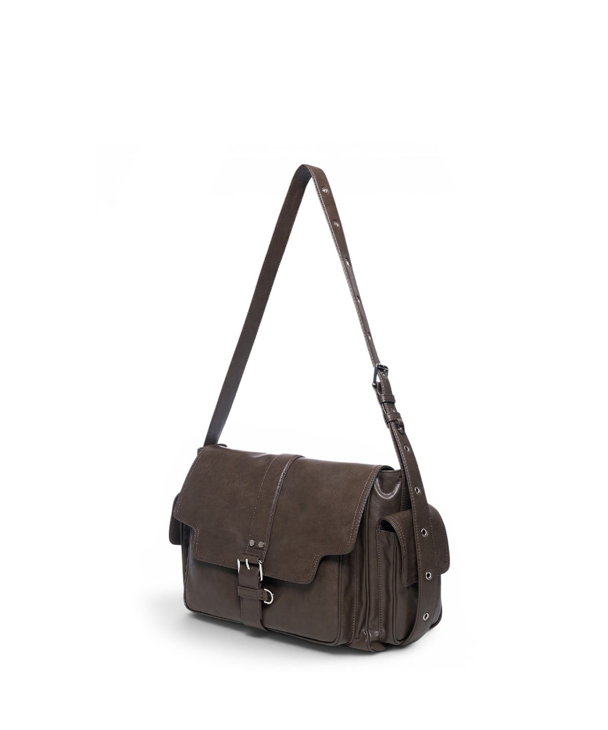 마뗑킴(MATIN KIM) DUAL POCKET MESSENGER BAG IN DARK KHAKI