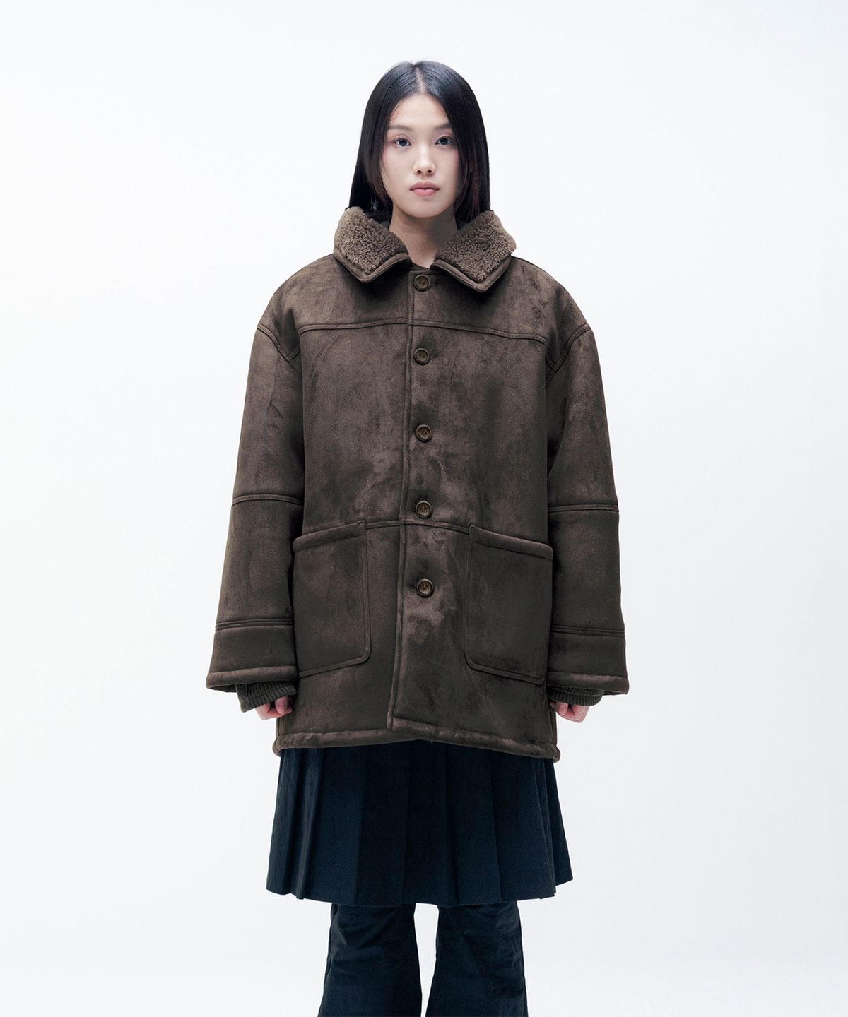 더콜디스트모먼트(THECOLDESTMOMENT) TCM half shearling coat (brown)