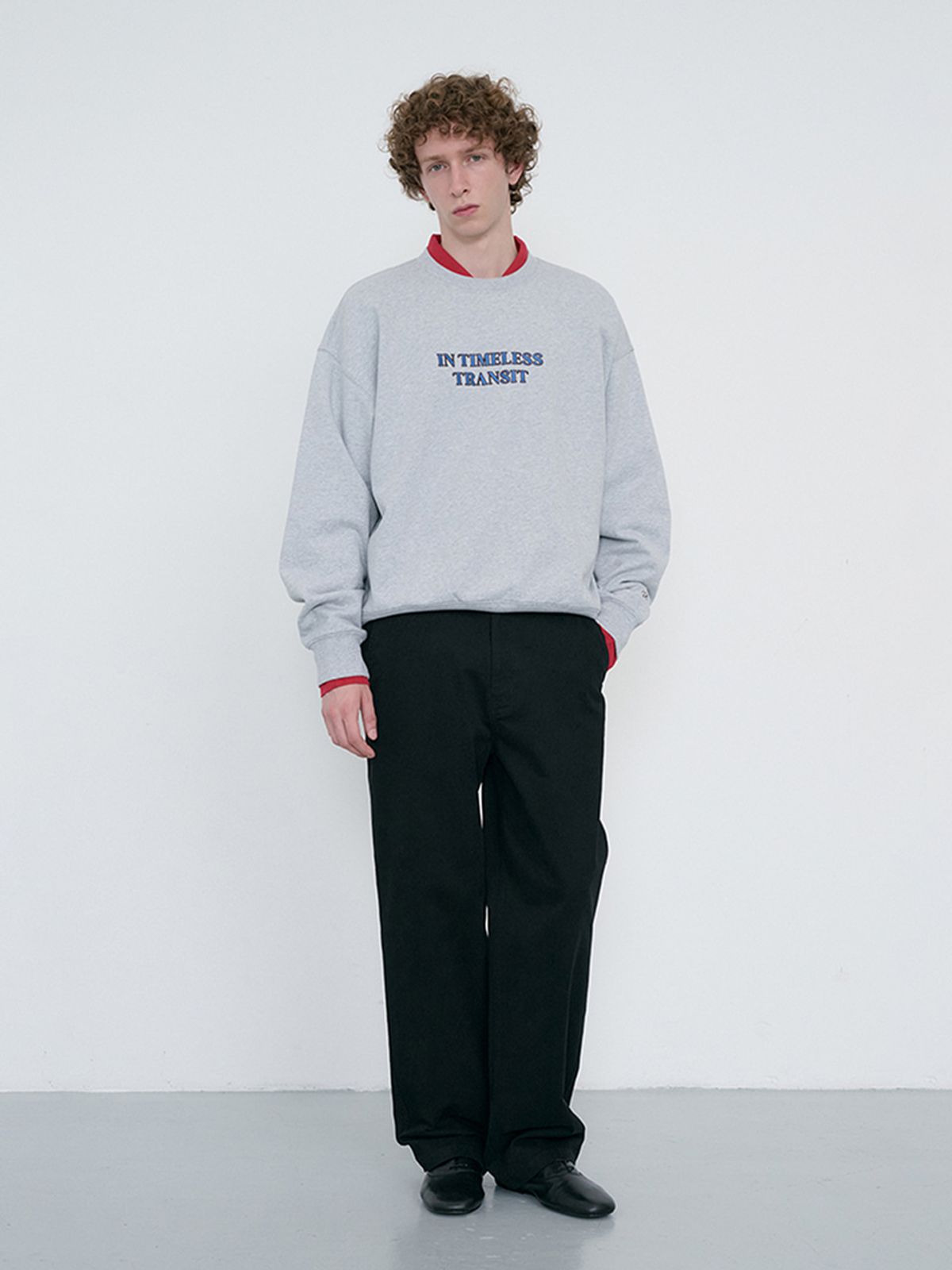 던스트 포 맨(DUNST FOR MEN) UNISEX SLOGAN SWEATSHIRT_UDTS6C109_MID MELANGE GREY
