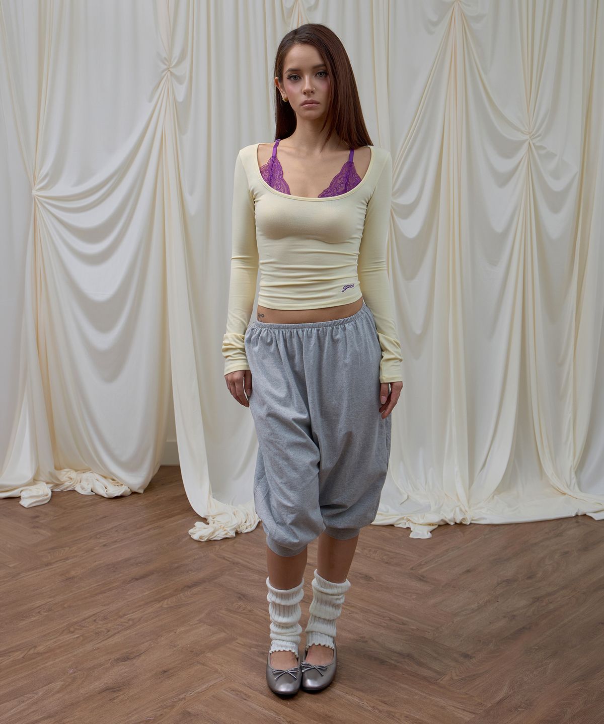 이와이이알(EYEER) Lace Layered Long Sleeve - Yellow