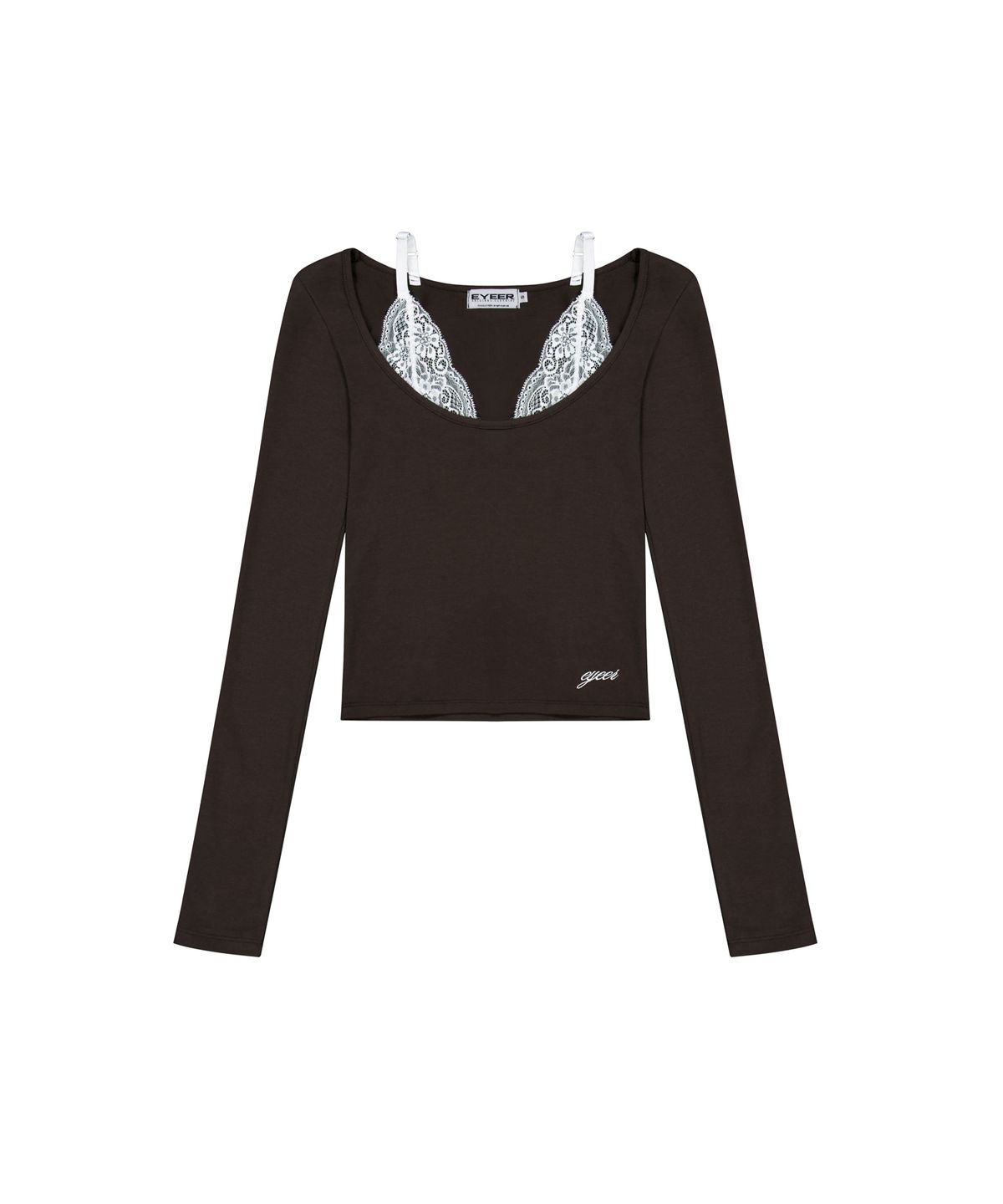 이와이이알(EYEER) Lace Layered Long Sleeve - Brown