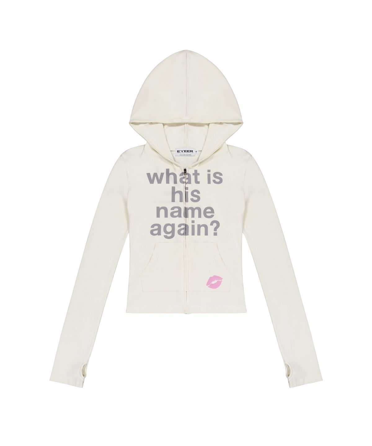 이와이이알(EYEER) Lip Graphic Slim Hooded Zip-up - Cream
