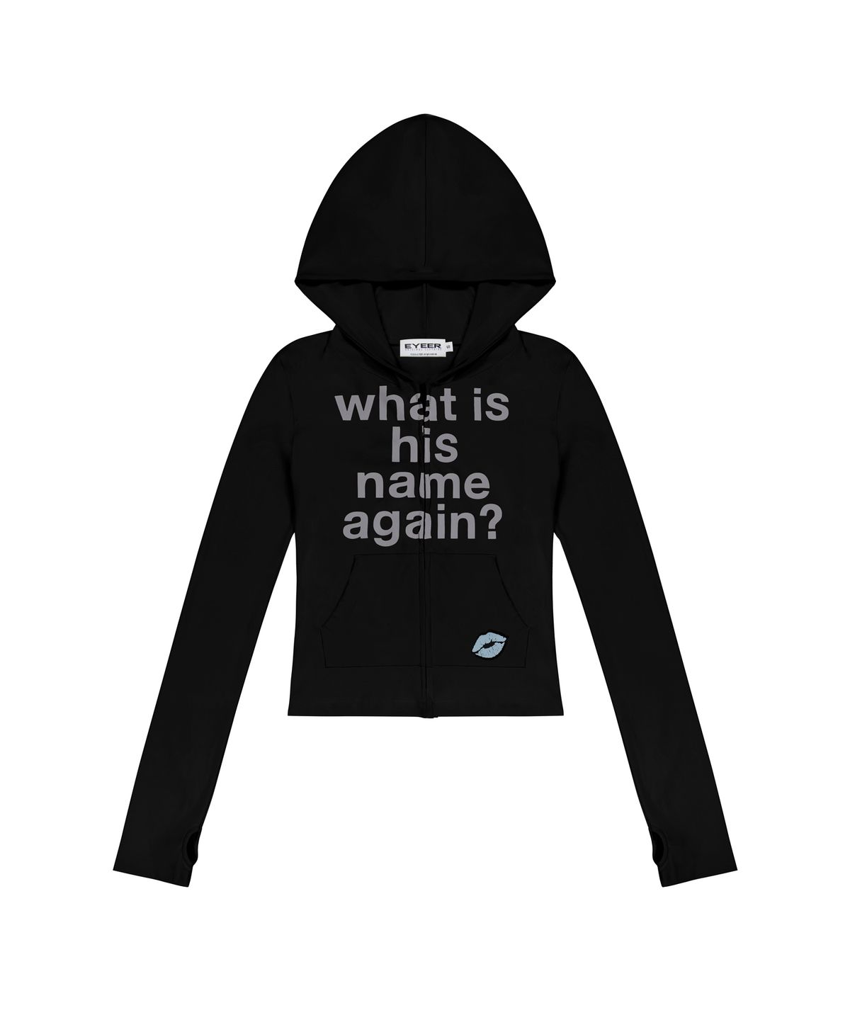 이와이이알(EYEER) Lip Graphic Slim Hooded Zip-up - Black