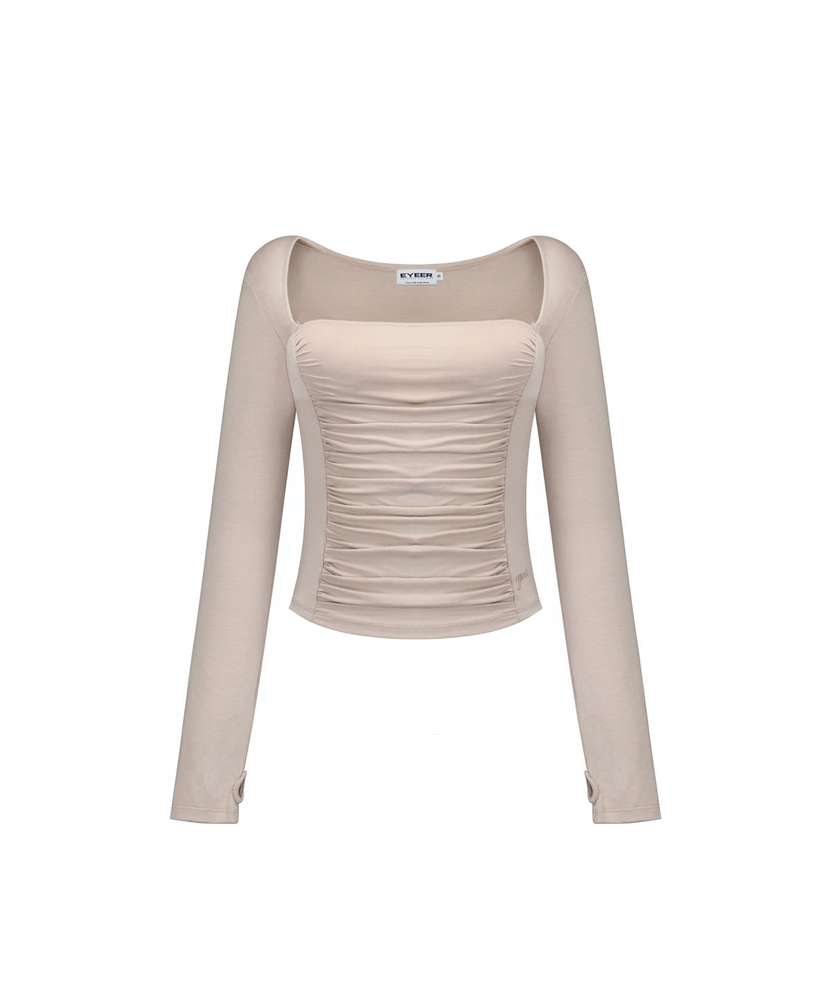 이와이이알(EYEER) Square Neck Shirring Long Sleeve - Beige