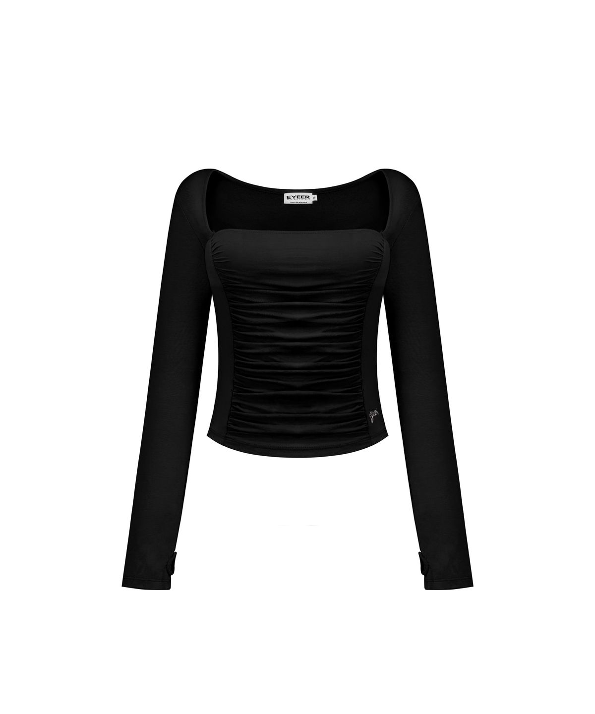 이와이이알(EYEER) Square Neck Shirring Long Sleeve - Black