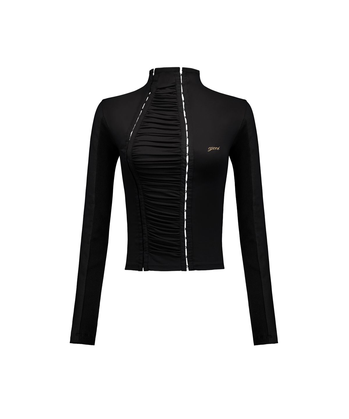 이와이이알(EYEER) Deconstructed Shirring Panel Long Sleeve - Black
