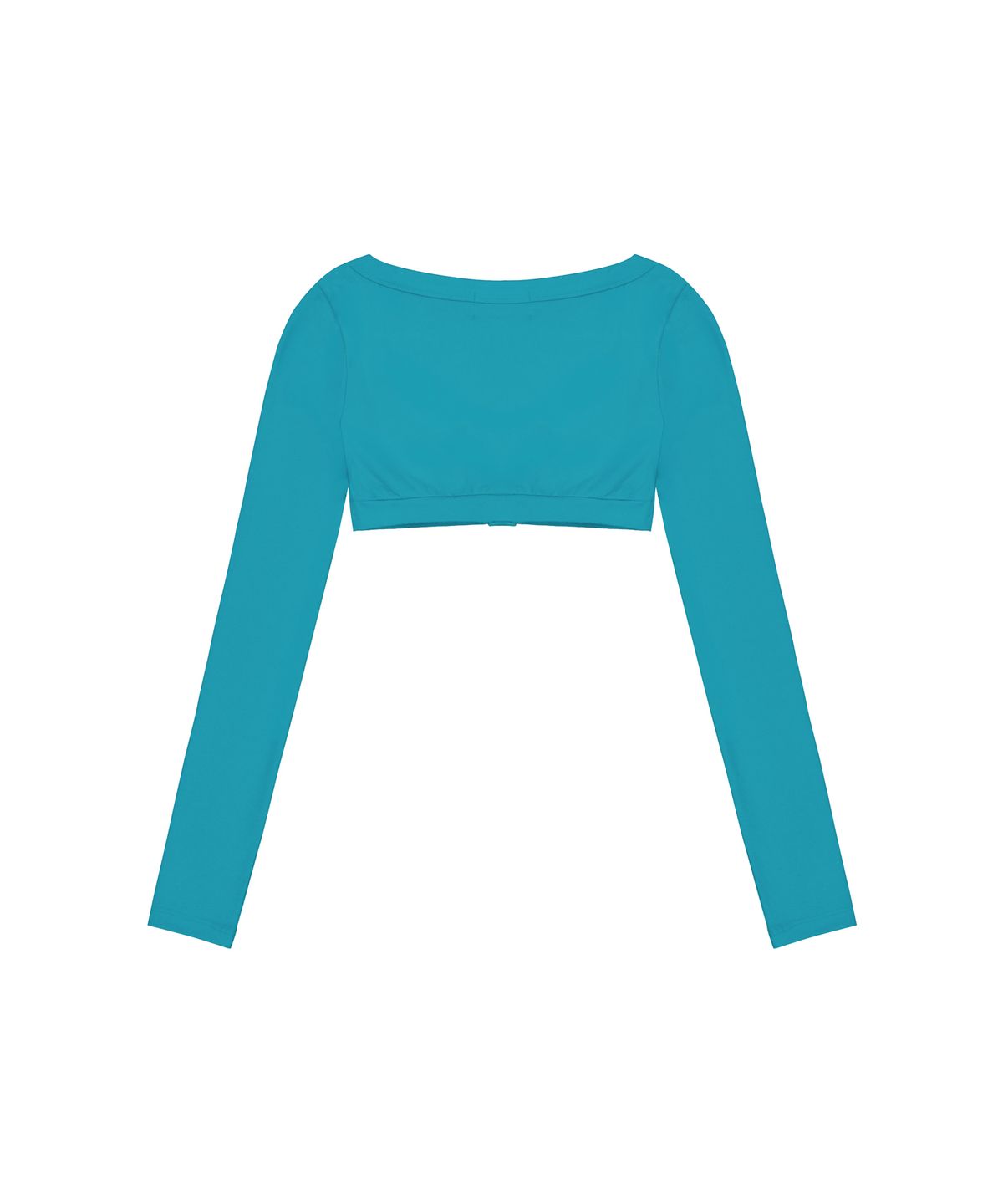 이와이이알(EYEER) Deep U-Neck Button Crop Cardigan - Teal blue