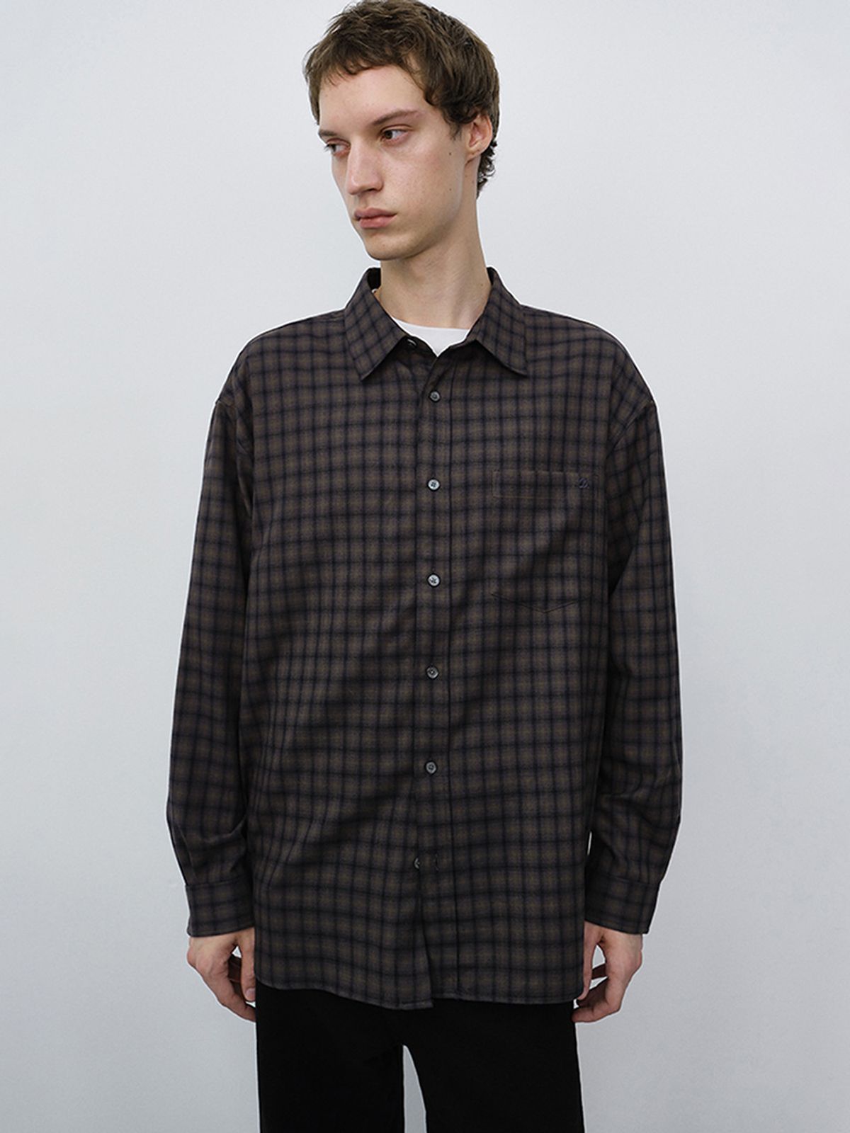 던스트 포 맨(DUNST FOR MEN) UNISEX CHECKED FLANNEL SHIRT_UDSH6C104_KHAKI