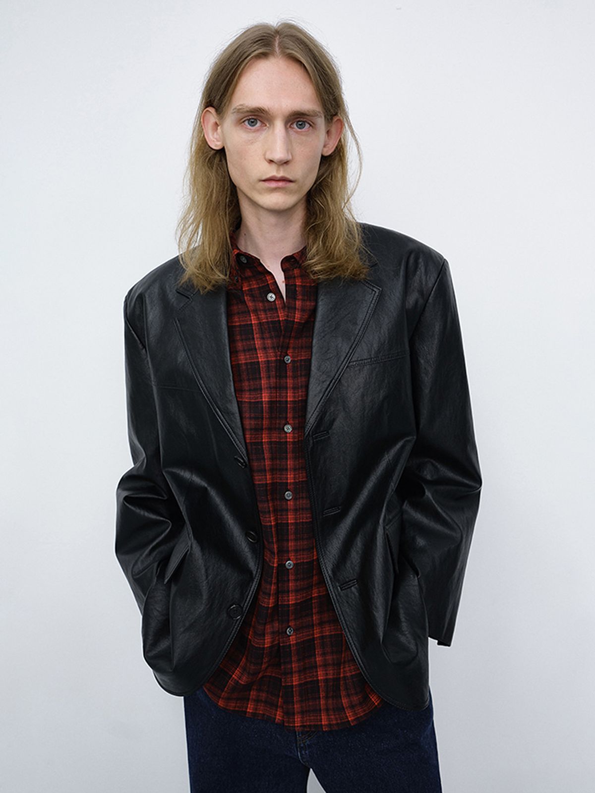 던스트 포 맨(DUNST FOR MEN) UNISEX CHECKED FLANNEL BD SHIRT_UDSH6C103_RED