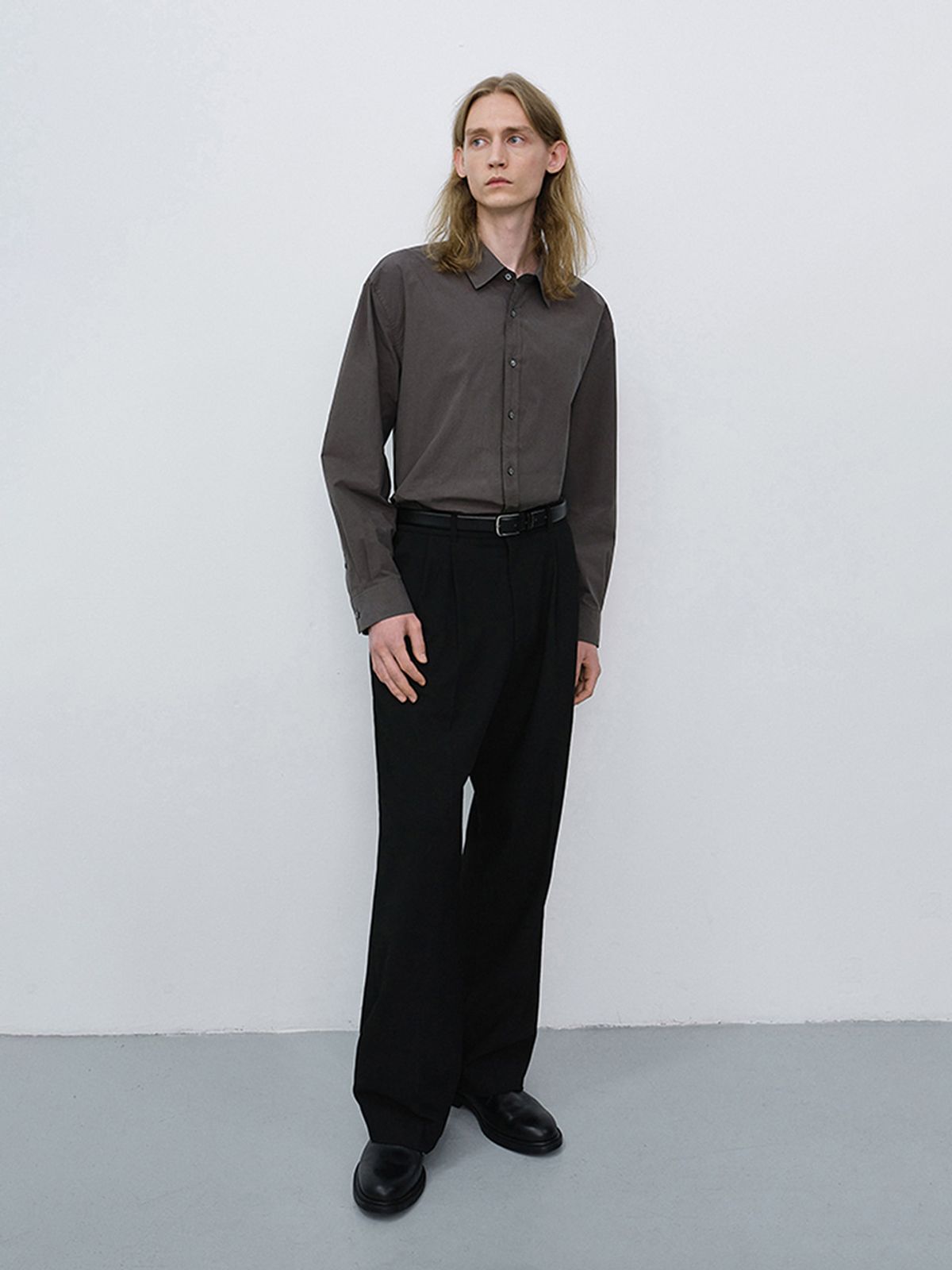 던스트 포 맨(DUNST FOR MEN) UNISEX REFINED COTTON SHIRT_UDSH6C101_MUSHROOM