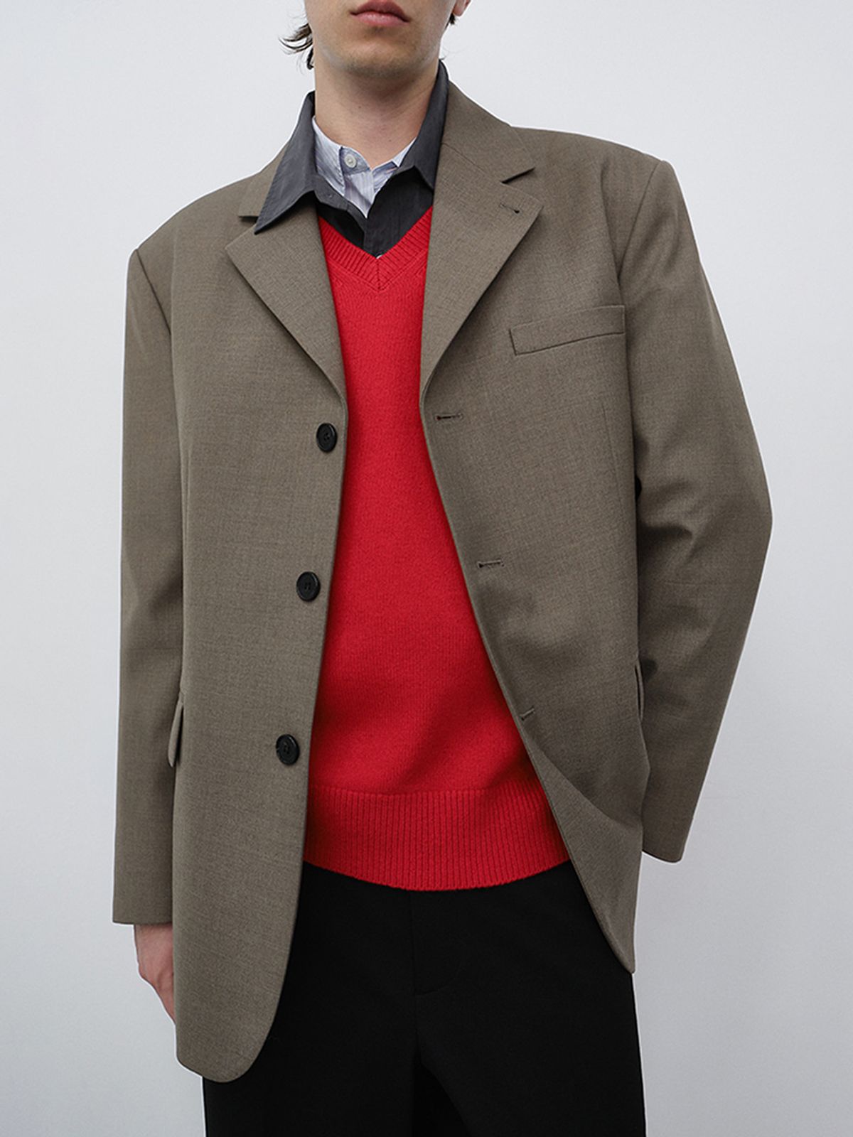 던스트 포 맨(DUNST FOR MEN) UNISEX CASHMERE V-NECK SWEATER_UDSW6C111_RED