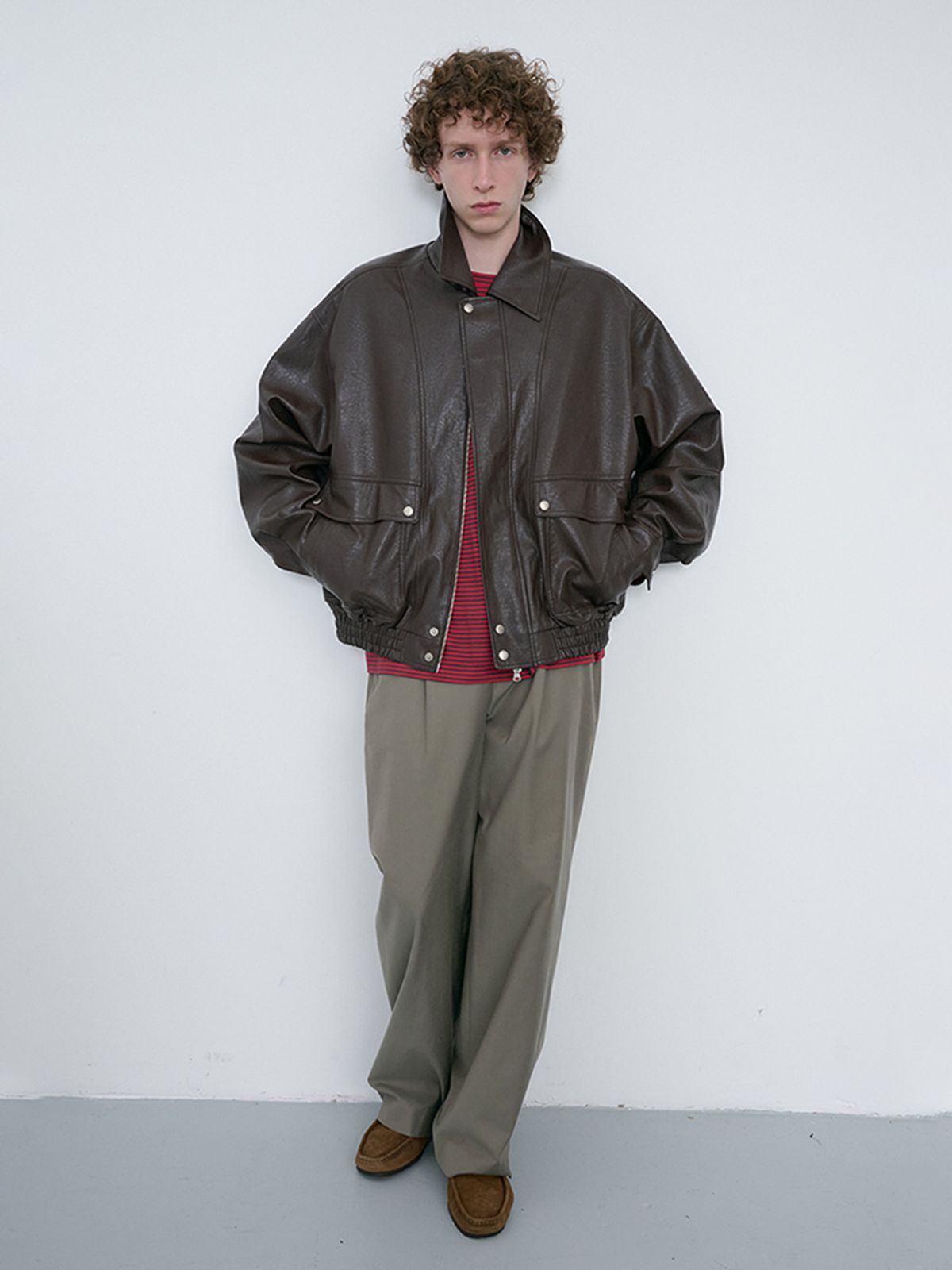 던스트 포 맨(DUNST FOR MEN) LEATHER ZIP-UP BLOUSON_UNISEX_UDJU6C105_DARK BROWN