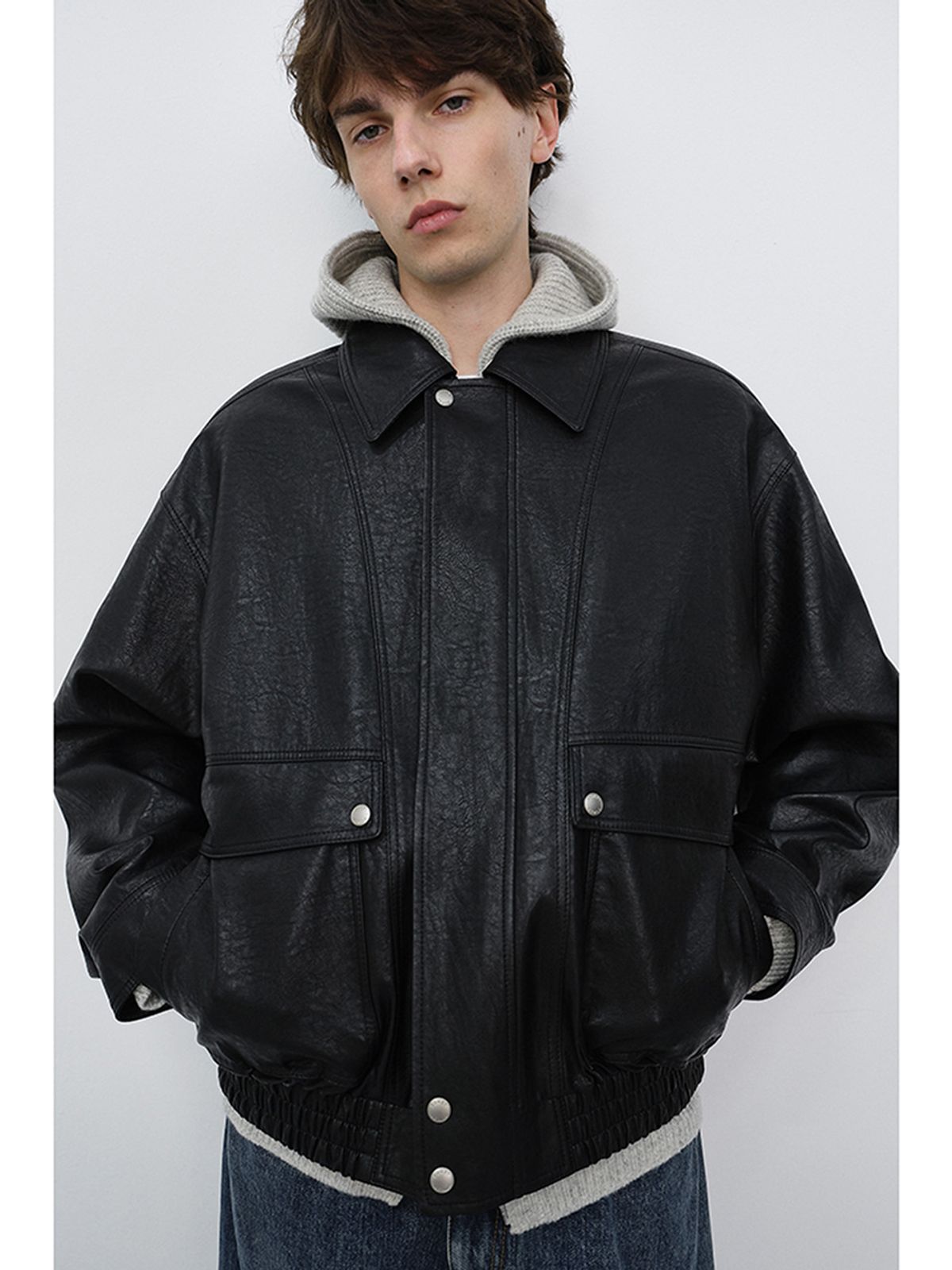 던스트 포 맨(DUNST FOR MEN) LEATHER ZIP-UP BLOUSON_UNISEX_UDJU6C105_BLACK