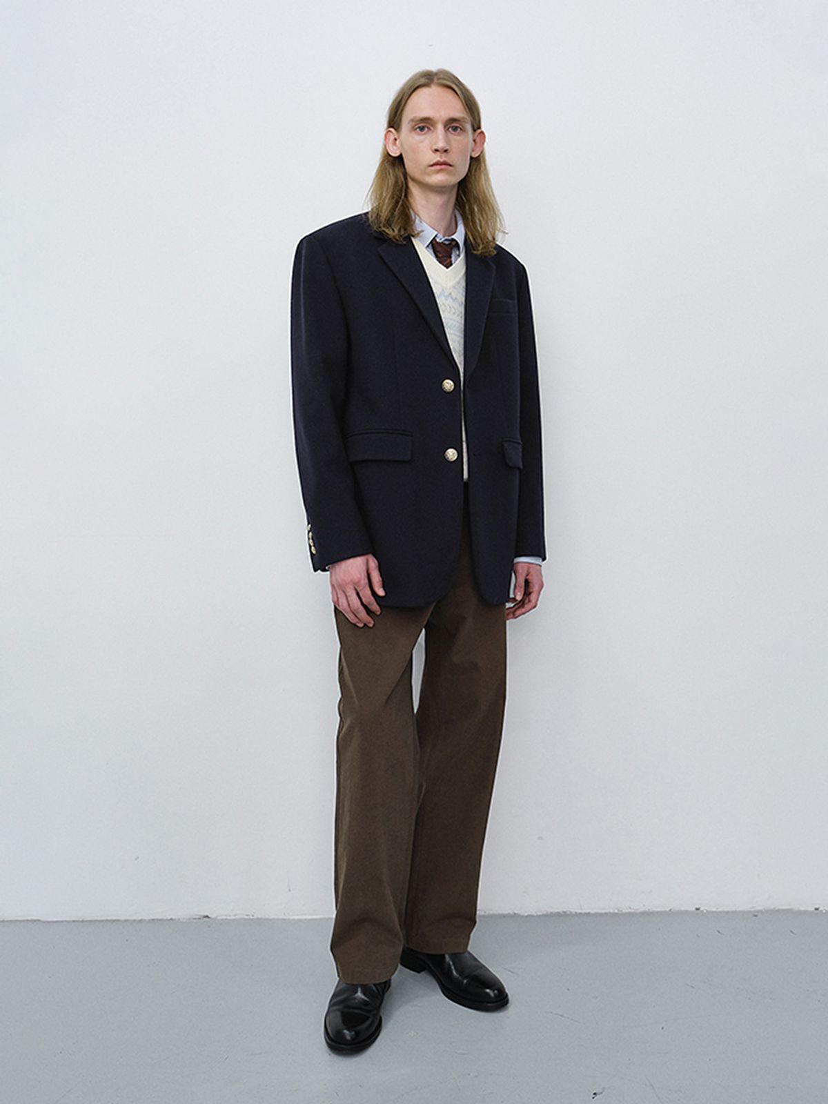 던스트 포 맨(DUNST FOR MEN) UNISEX CLASSIC 2 BUTTON WOOL BLAZER_UDJA6C107_NAVY
