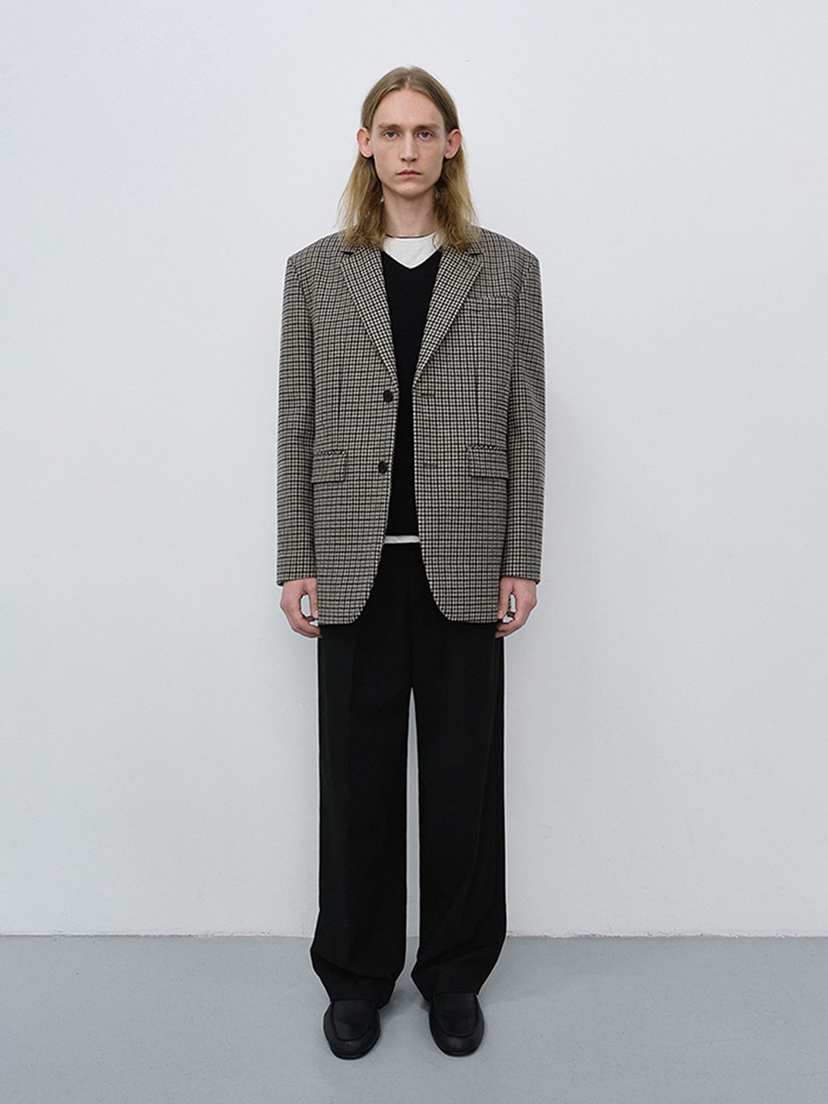 던스트 포 맨(DUNST FOR MEN) UNISEX CLASSIC 2 BUTTON WOOL BLAZER_UDJA6C107_BEIGE CHECK