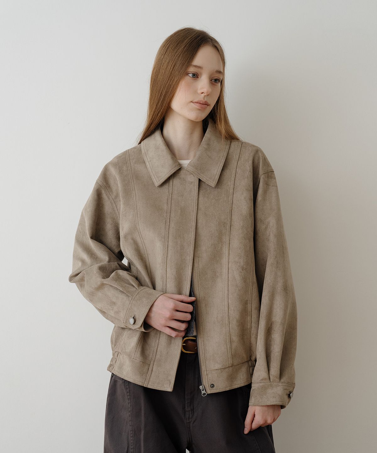 클루니(CLUNY) [컬러추가] Marron Suede Jacket - Sand Beige
