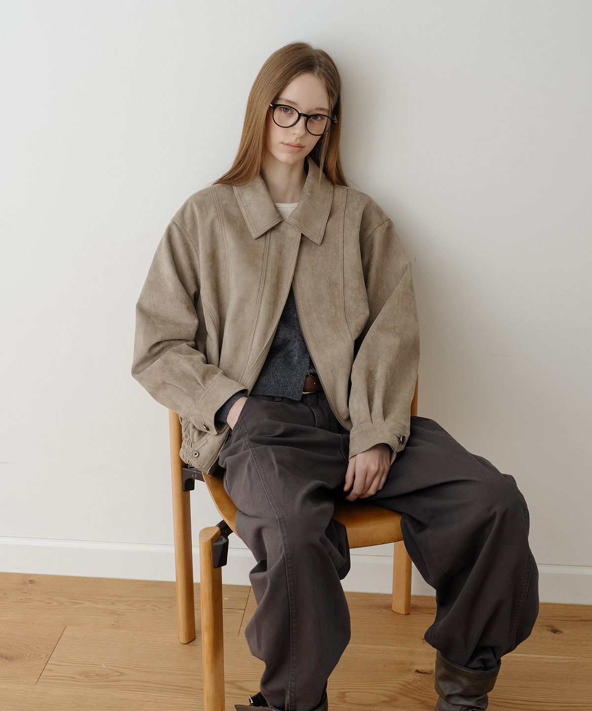 클루니(CLUNY) [컬러추가] Marron Suede Jacket - Sand Beige