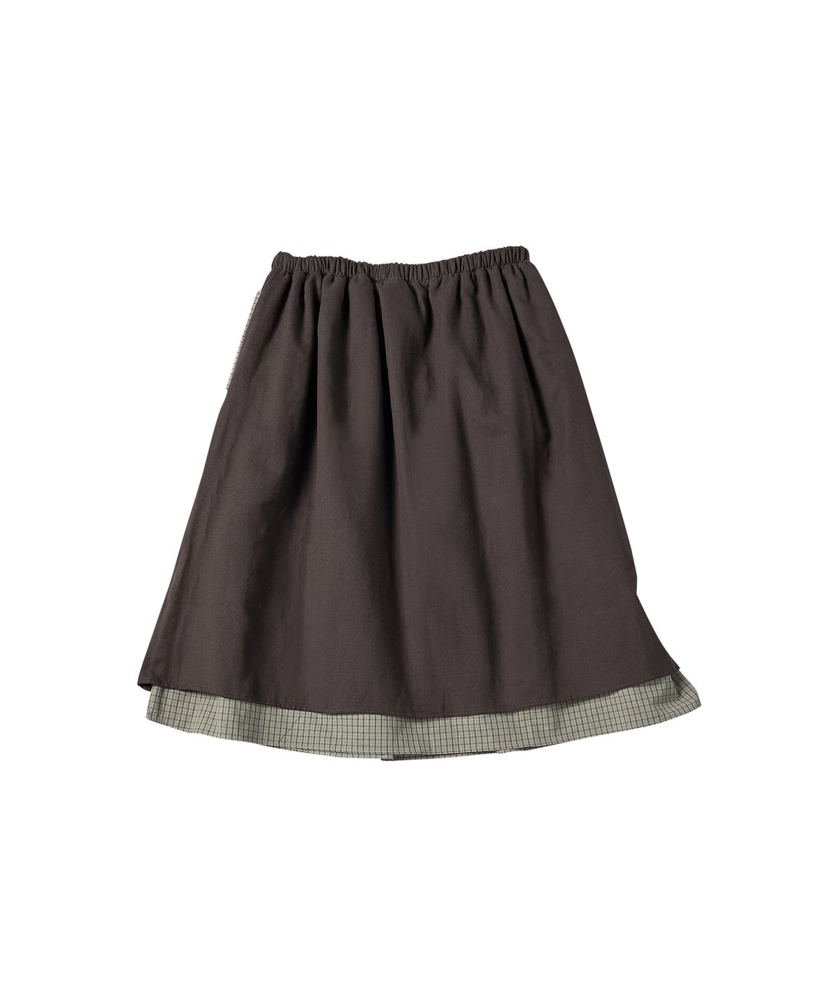 꼬모니노즈(COMONINOZ) W CHECK RIBBON SKIRT [BROWN]