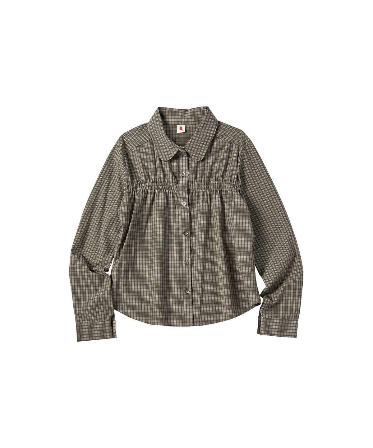 꼬모니노즈(COMONINOZ) W ROUND SMOCK BLOUSE [BROWN]