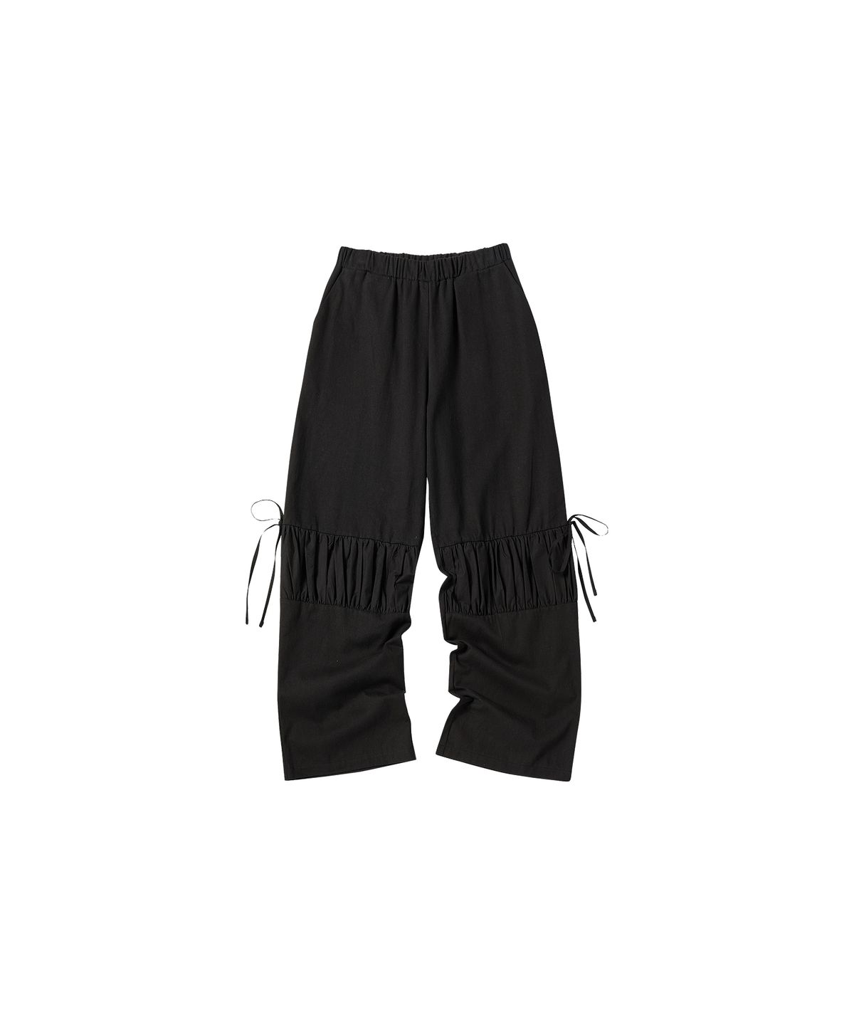 꼬모니노즈(COMONINOZ) W DETAIL SHIRRING PANTS [BLACK]