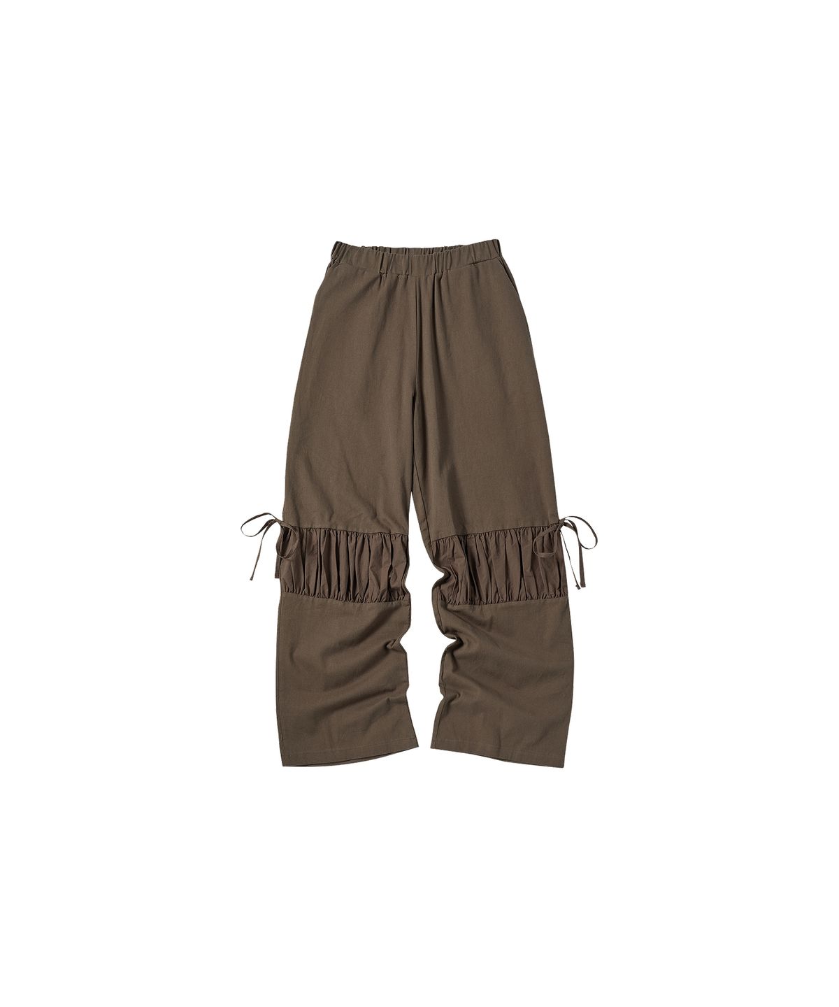 꼬모니노즈(COMONINOZ) W DETAIL SHIRRING PANTS [BROWN]