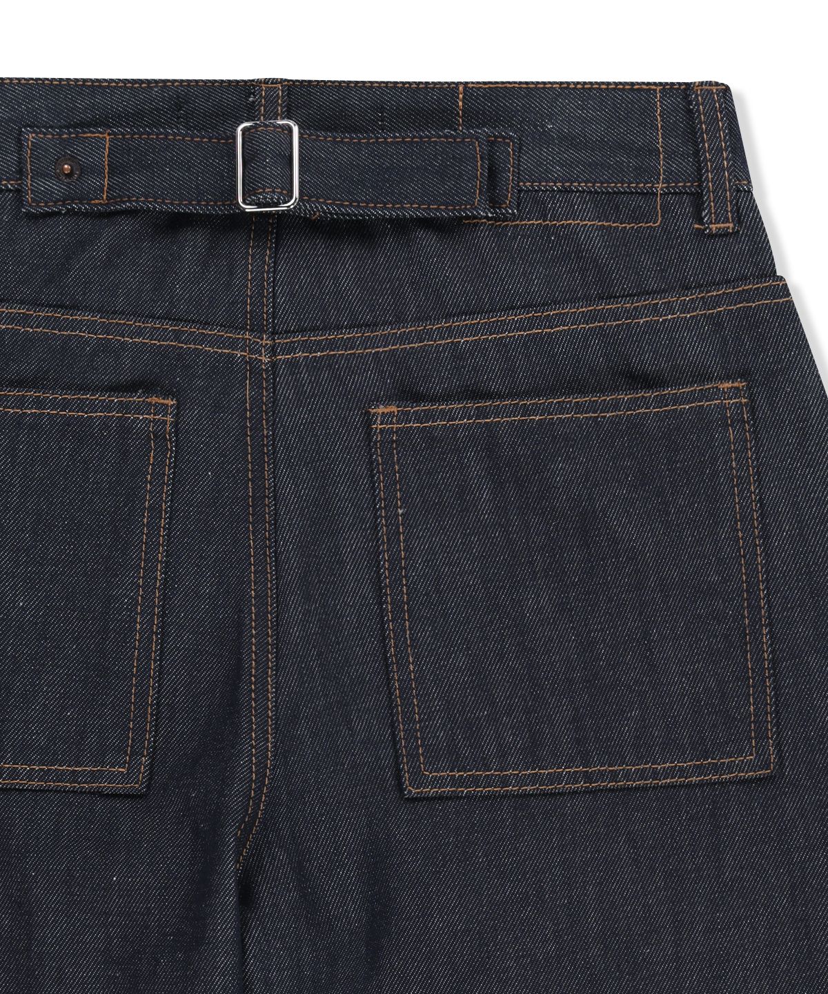 마뗑킴(MATIN KIM) SKIRT OVERLAY DENIM PANTS IN DARK NAVY